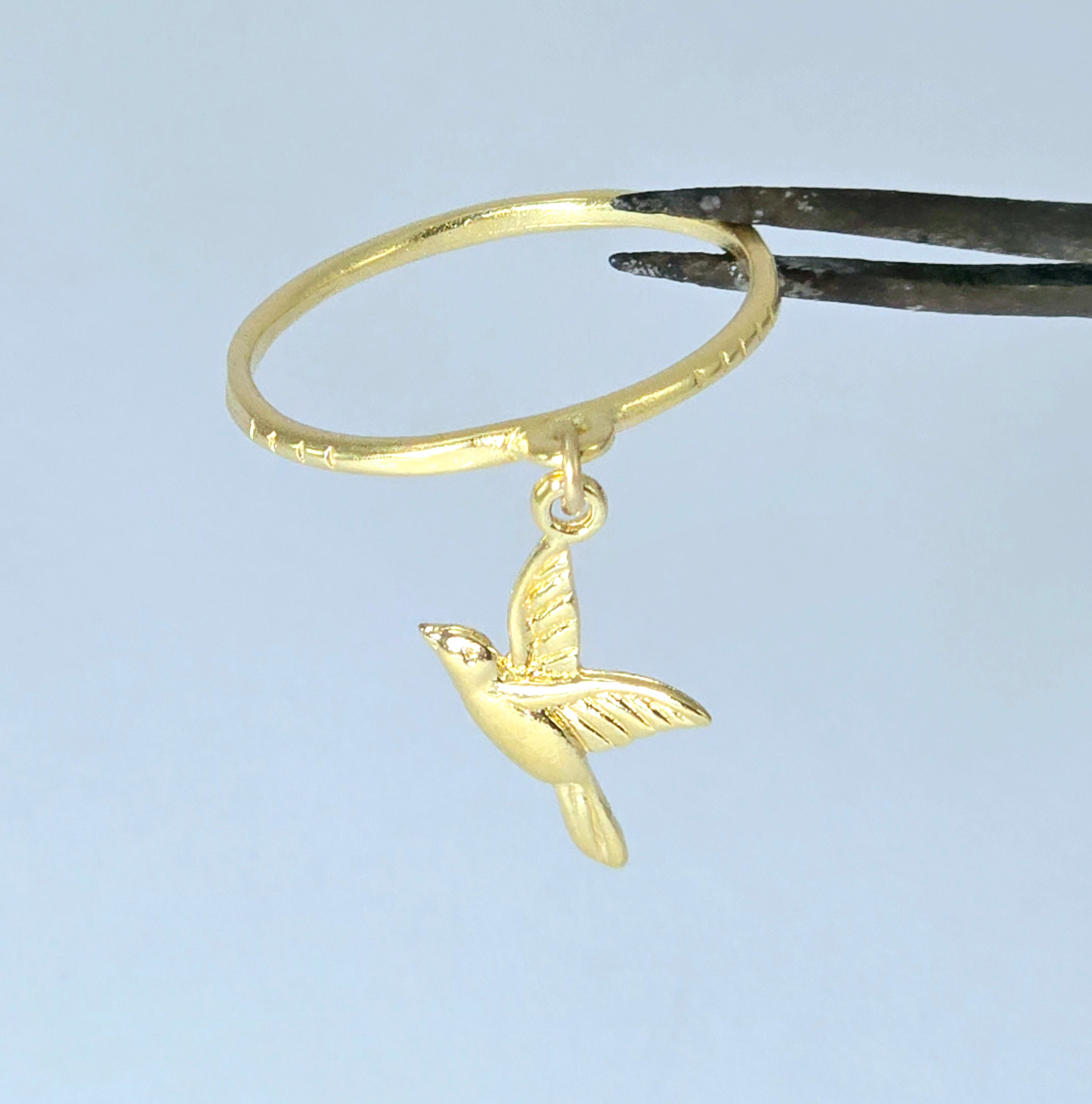 טבעת ציפוי זהב עם ציפור מתנועע