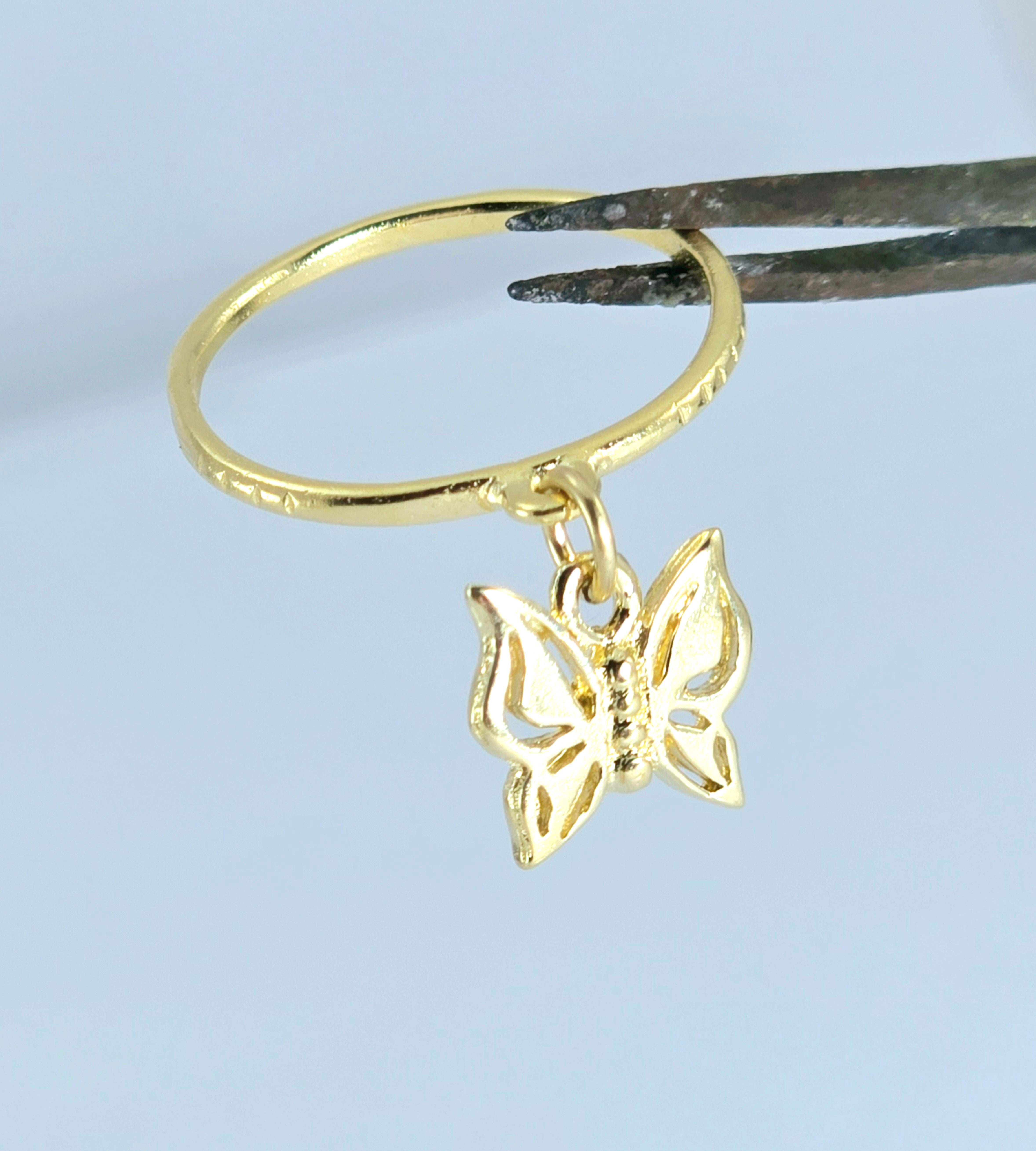 טבעת ציפוי זהב פרפר מתנועע