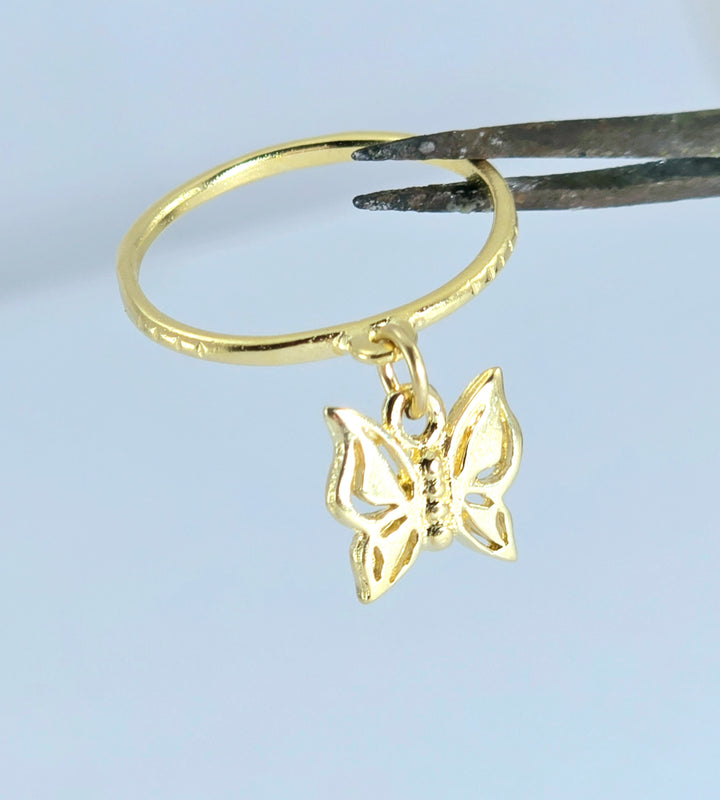 טבעת זהב 14 קראט פרפר מתנועע