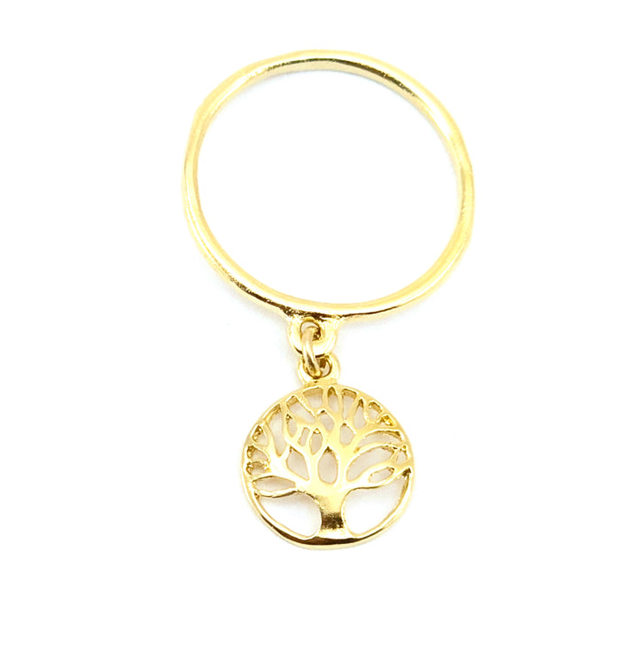 טבעת ציפוי זהב עם עץ מתנועע
