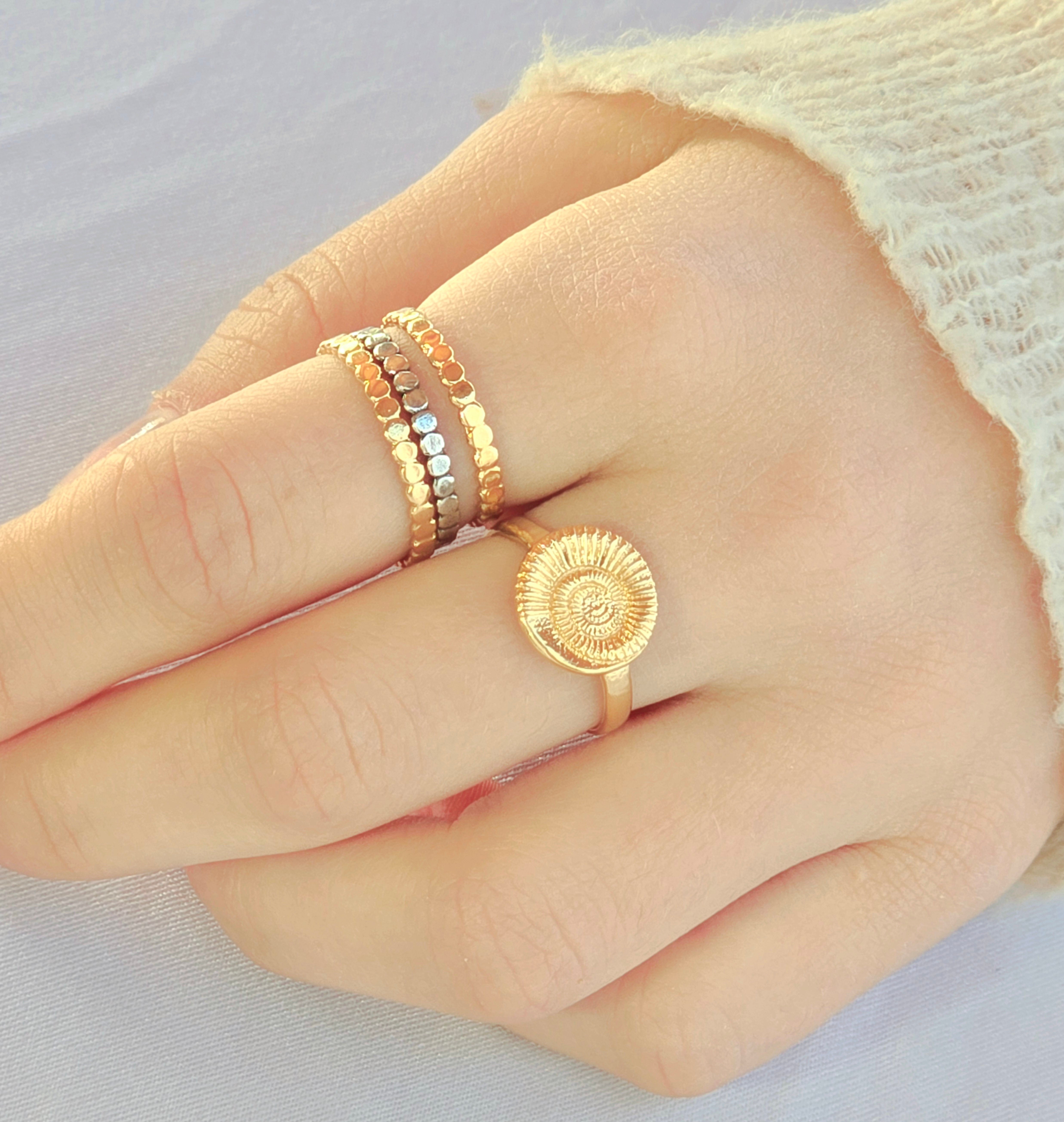 טבעת שבלול ציפוי זהב