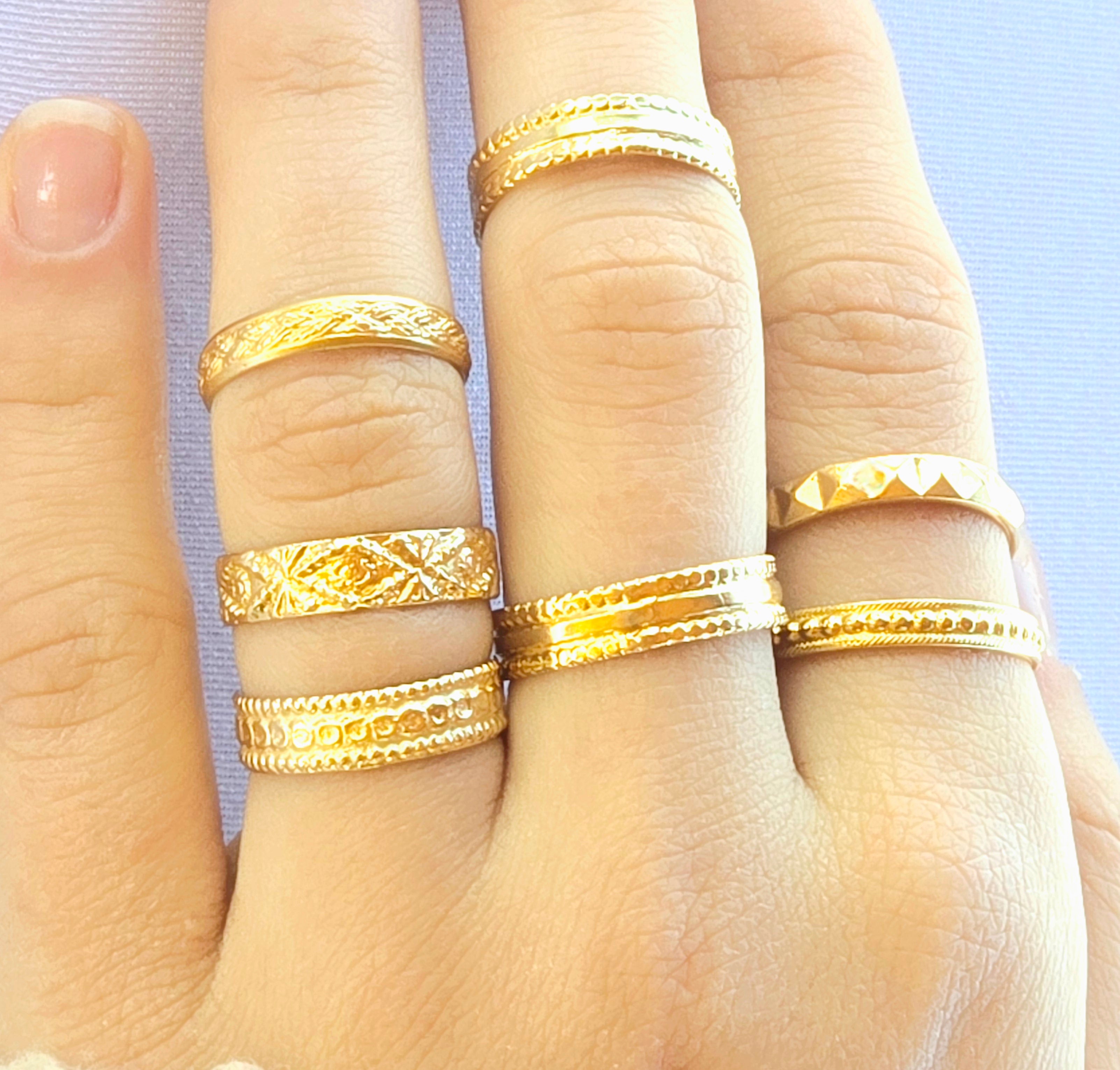 טבעת נישואין רחבה וינטג' ציפוי זהב