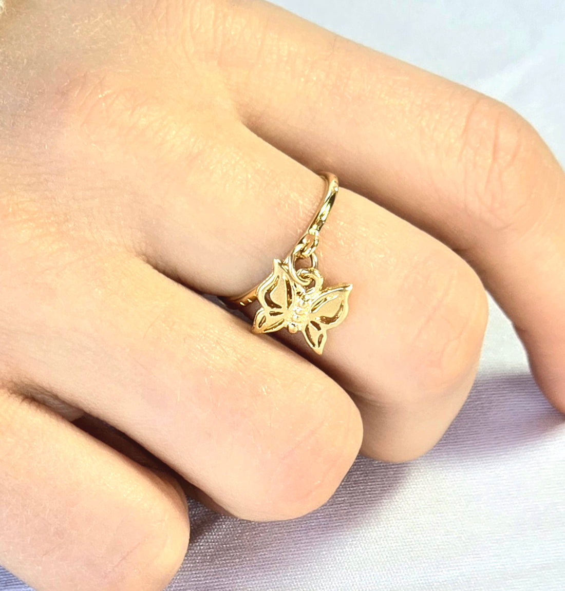 טבעת ציפוי זהב פרפר מתנועע