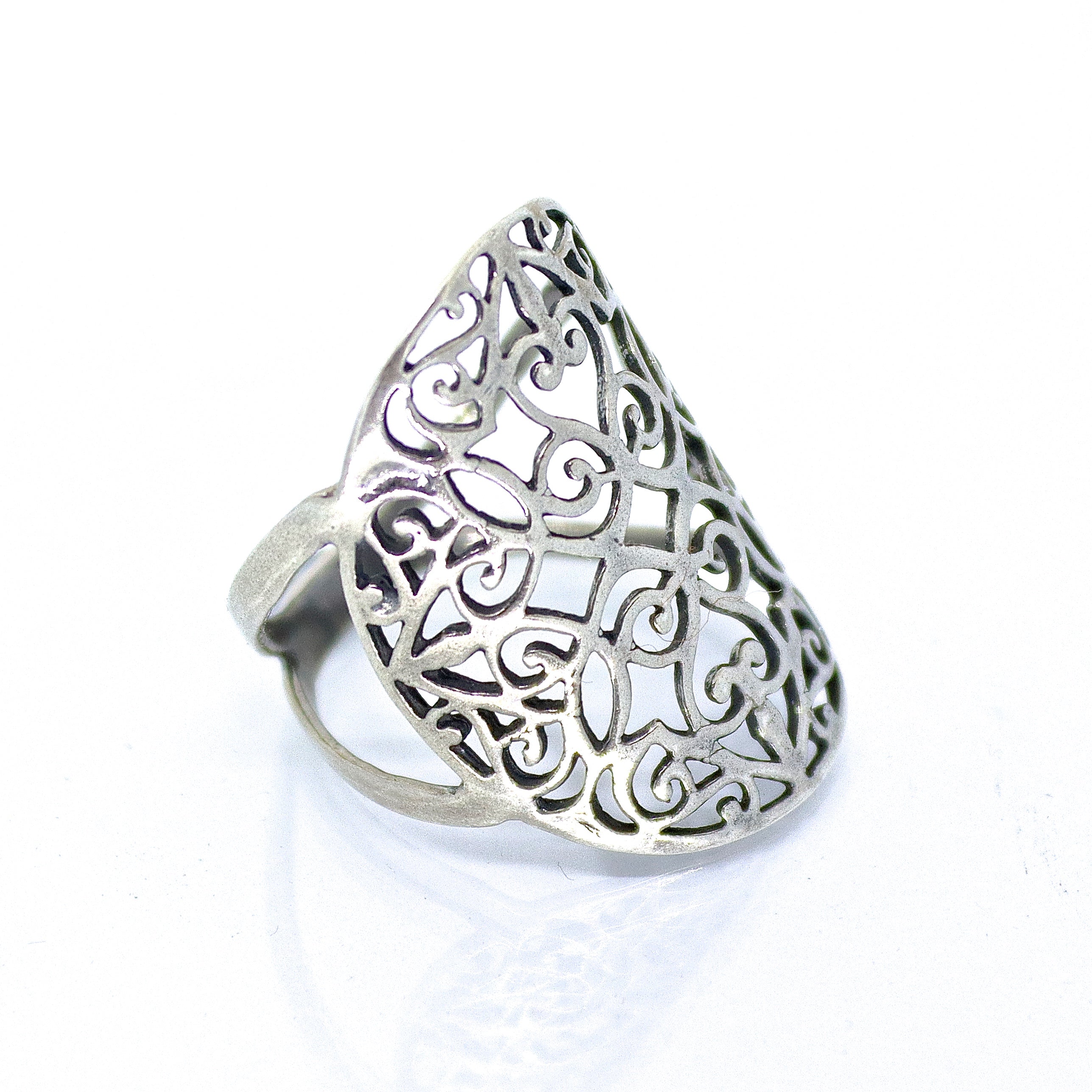 טבעת תחרה ארוכה מכסף 925