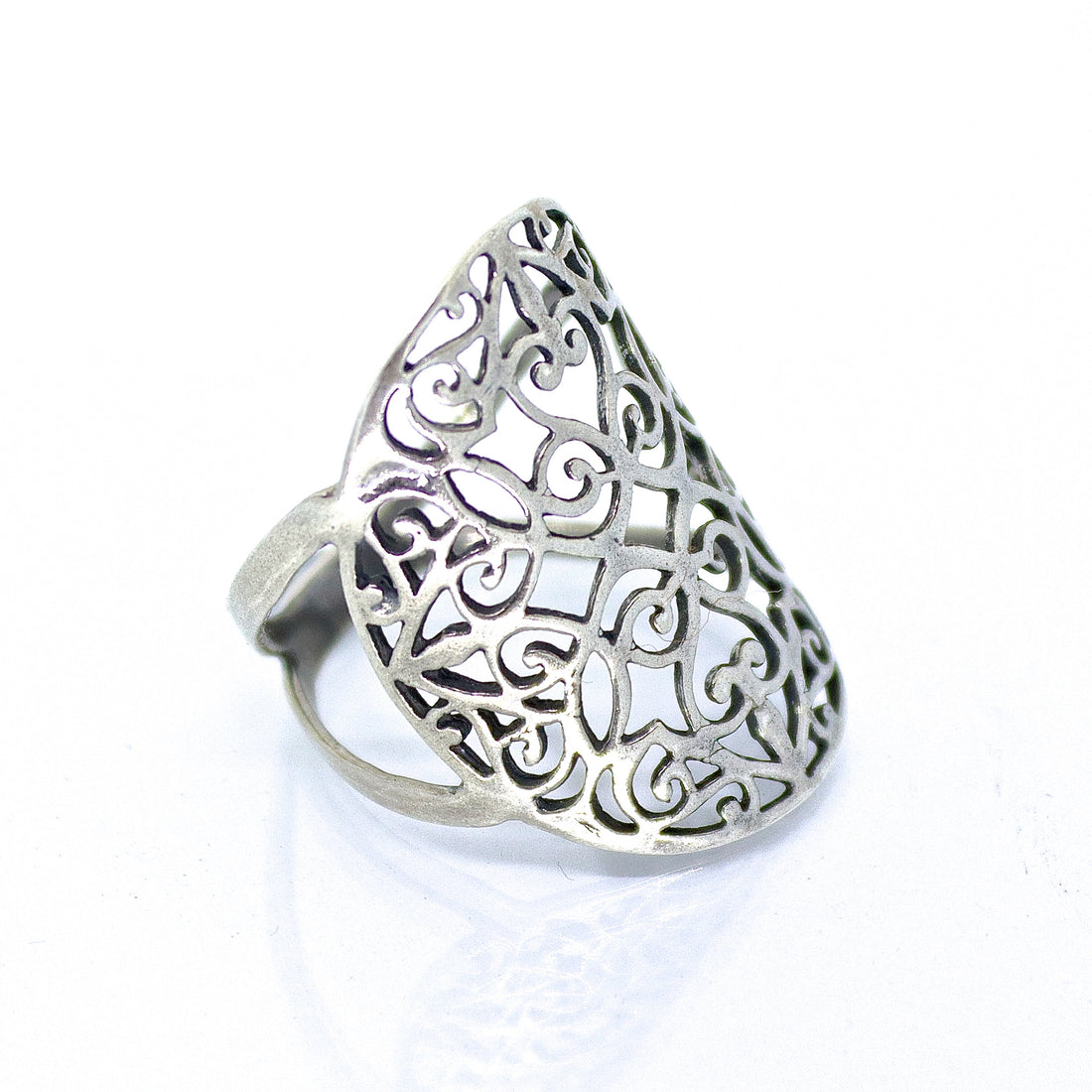 טבעת תחרה ארוכה מכסף 925