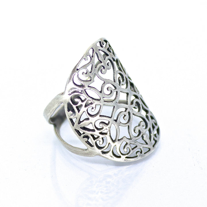 טבעת תחרה ארוכה מכסף 925