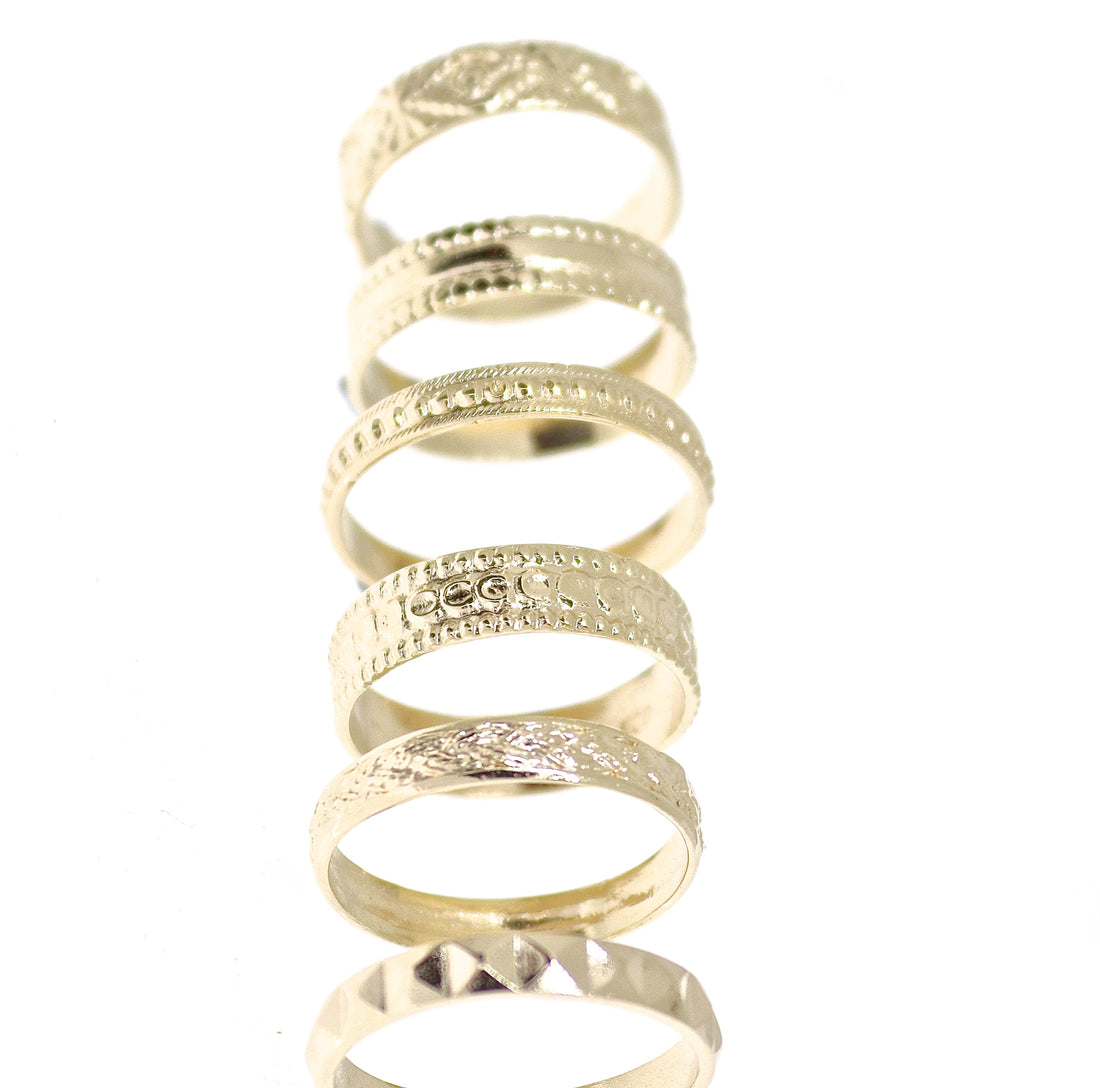 טבעת נישואין נקודות זהב 14 קראט