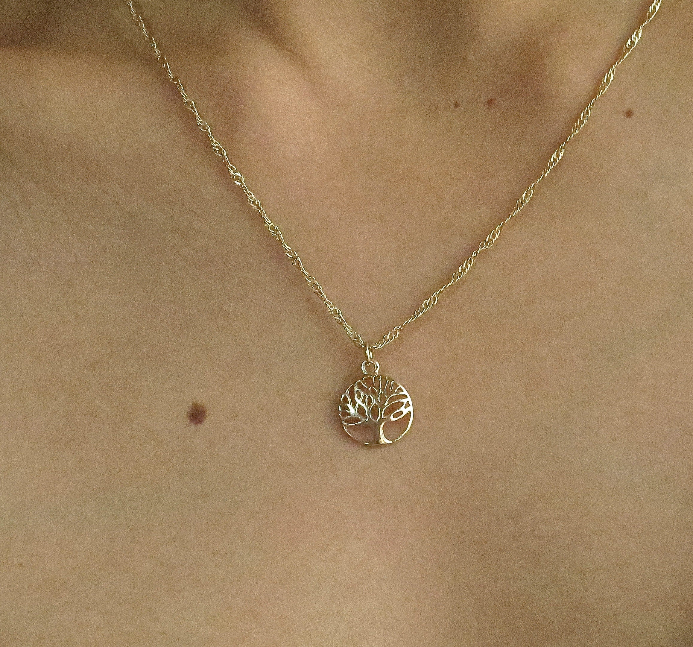 שרשרת עץ משפחה מזהב מלא 14 קראט, תליון שרשרת עץ החיים