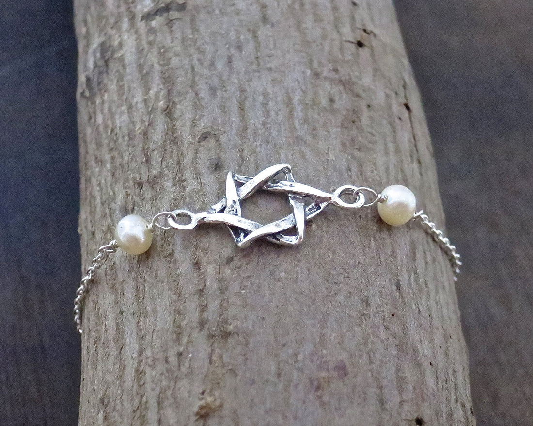 צמיד מגן דוד, צמיד כוכבים מכסף סטרלינג 925, תכשיטי יודאיקה