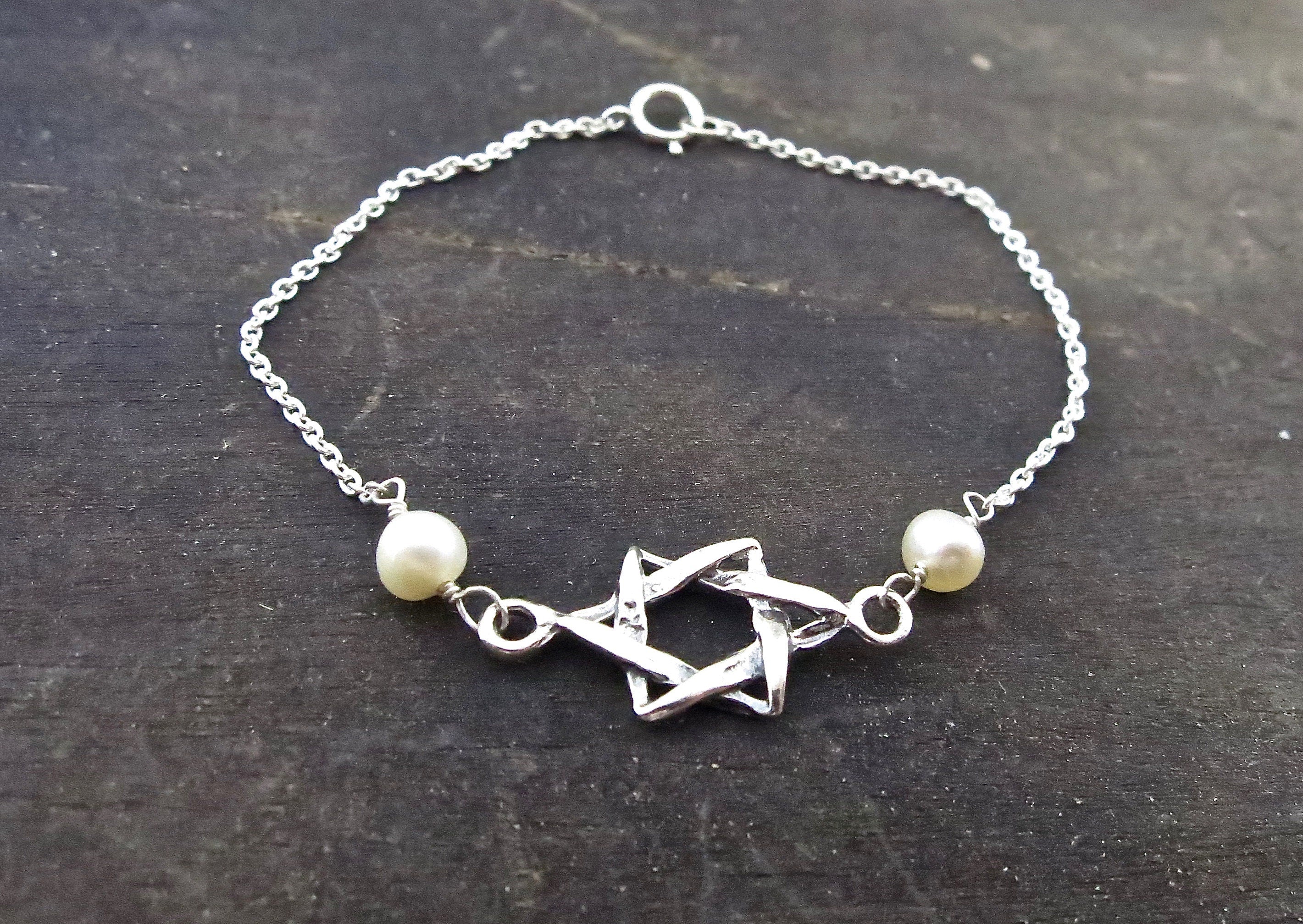 צמיד מגן דוד, צמיד כוכבים מכסף סטרלינג 925, תכשיטי יודאיקה