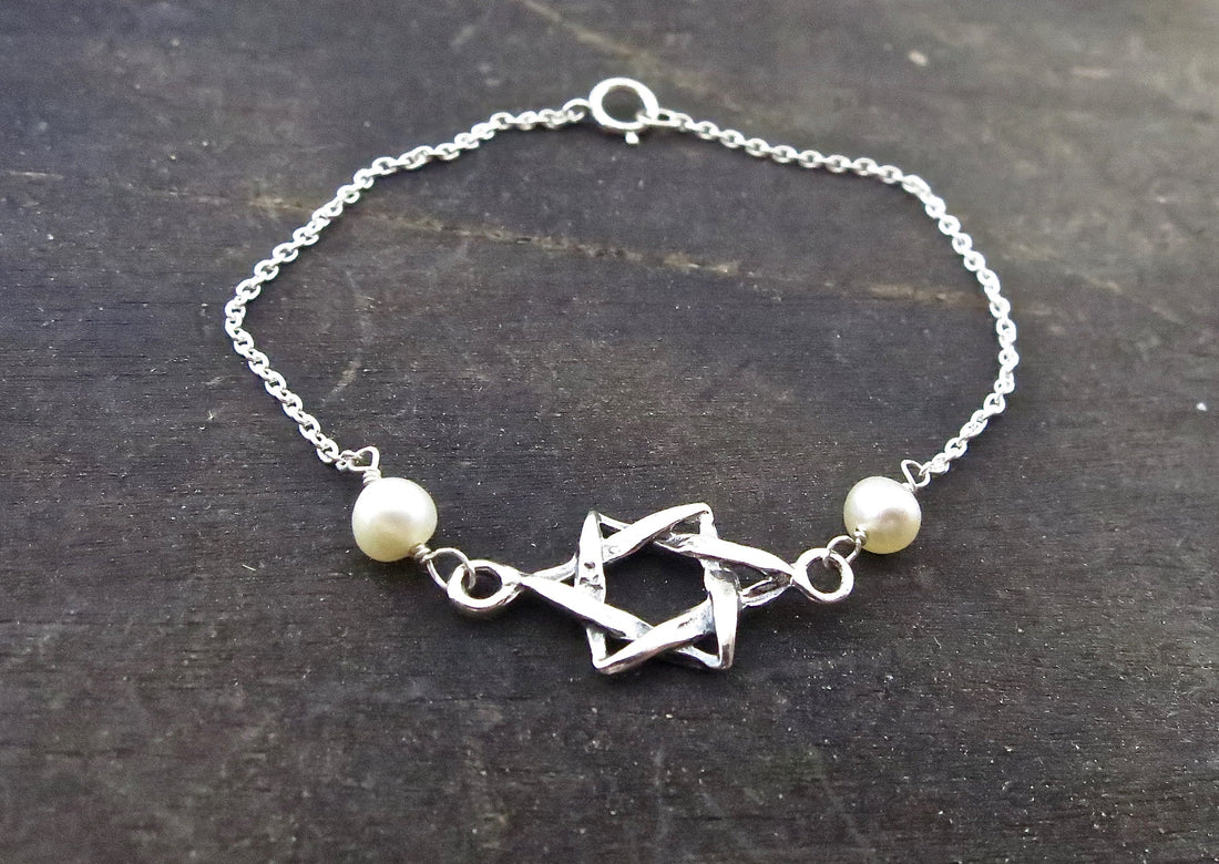 צמיד מגן דוד, צמיד כוכבים מכסף סטרלינג 925, תכשיטי יודאיקה