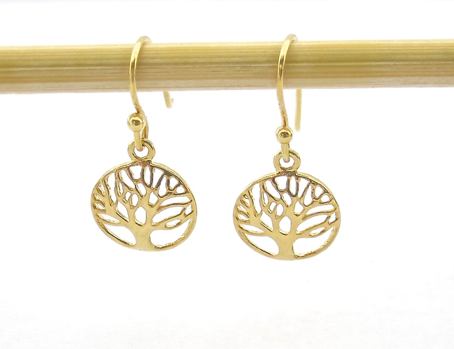 עגילי עץ החיים זהב תלויים, עגילי עץ זהב 14 קראט מלא