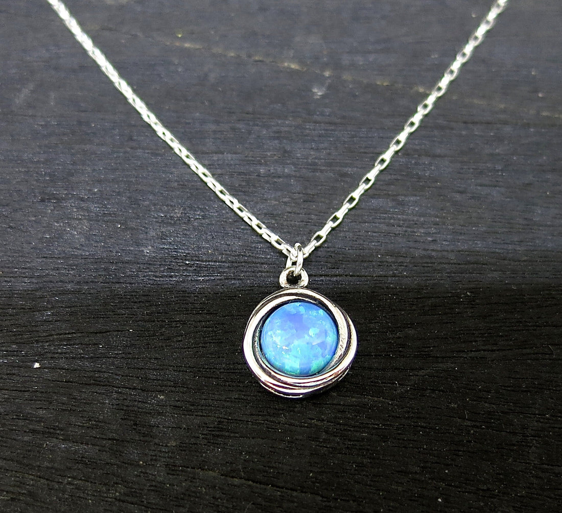 שרשרת אופל, שרשרת כסף סטרלינג קטנה אופל כחול