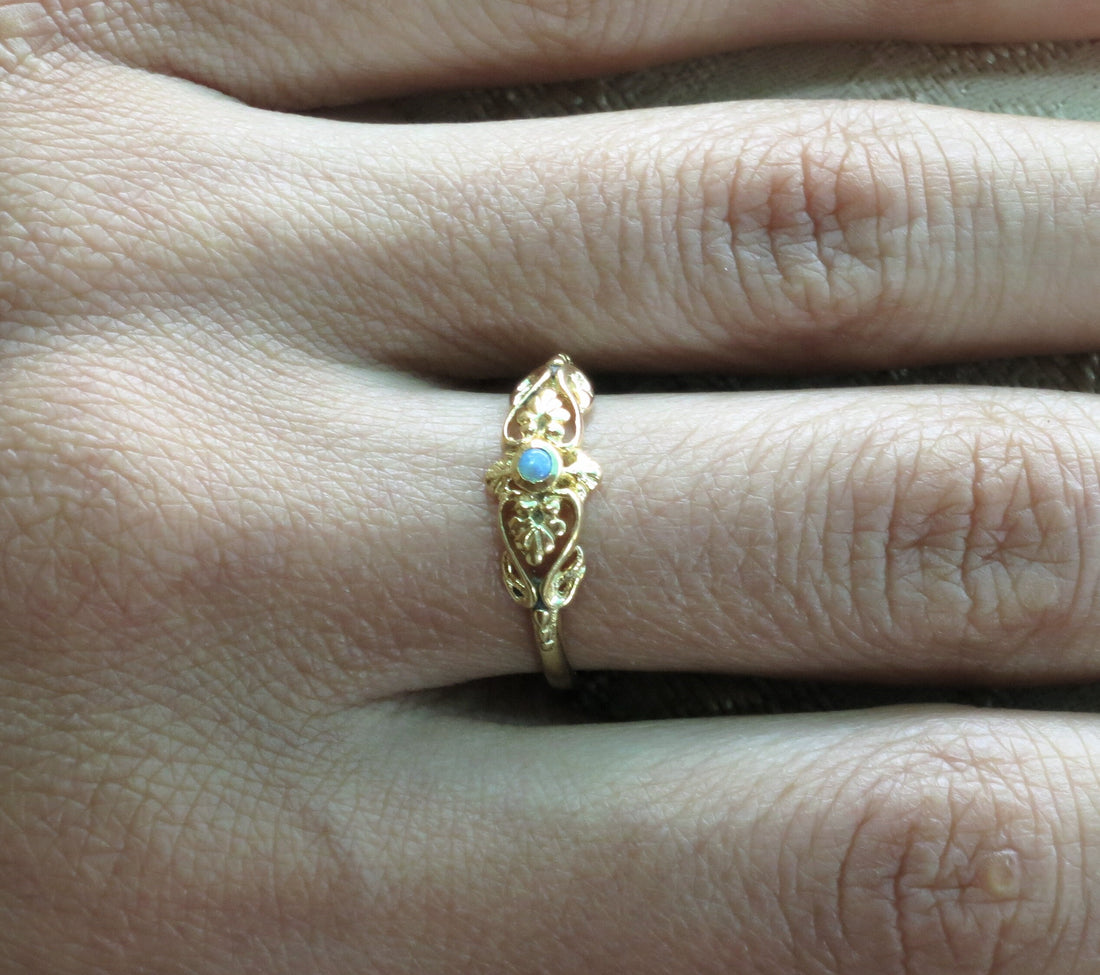 טבעת זהב ויקטוריאנית 14 קראט, טבעת זהב זירקוניה, טבעת זהב לב ייחודית