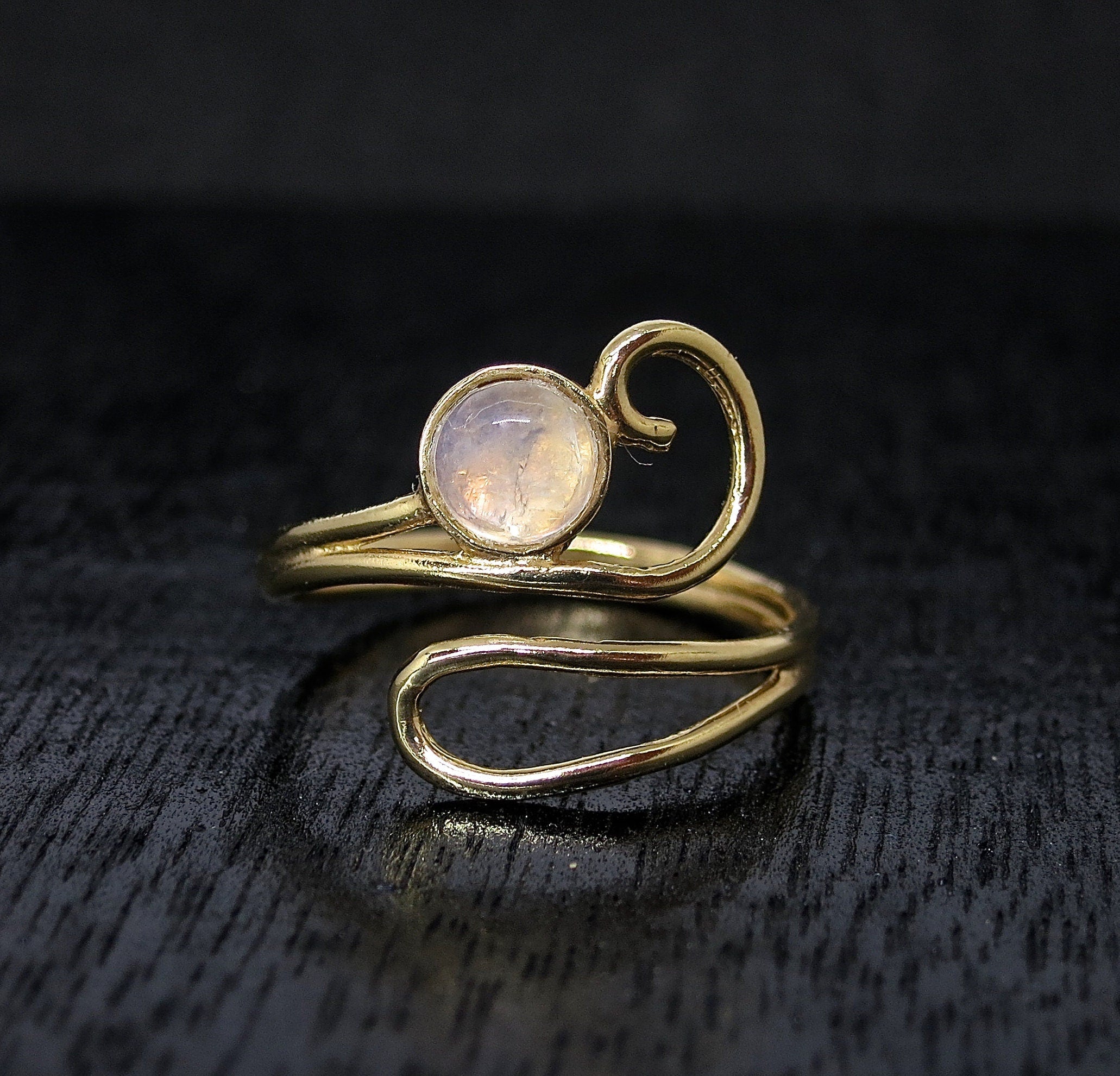 טבעת זהב מונסטון לנשים, טבעת מתכווננת פתוחה