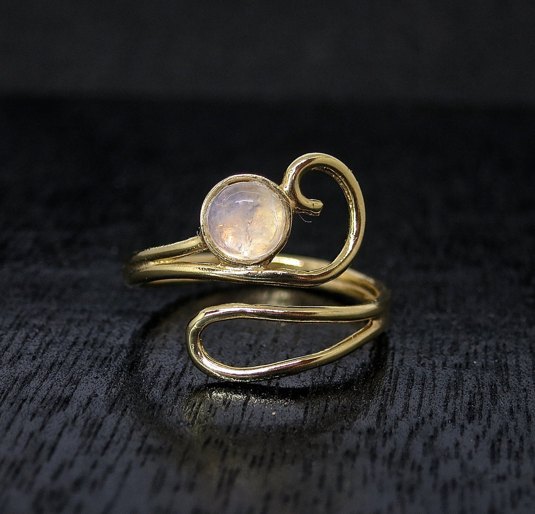 טבעת זהב מונסטון לנשים, טבעת מתכווננת פתוחה