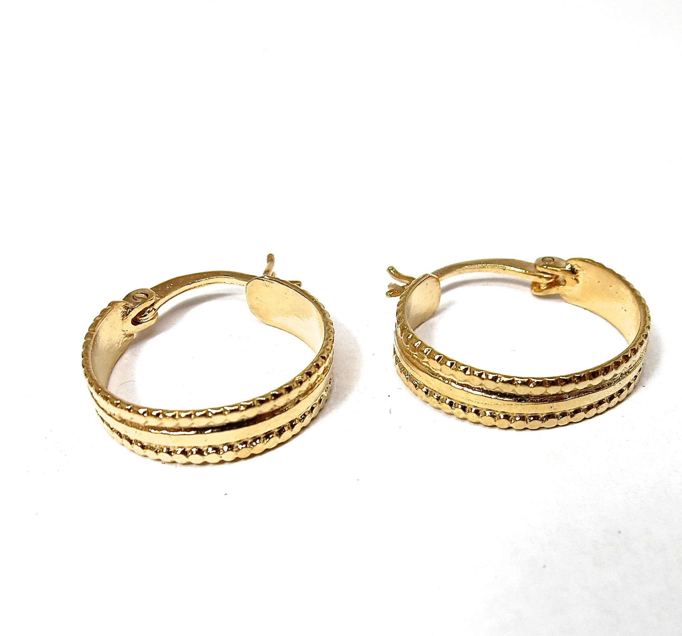 עגילי חישוק מזהב מלא 14 קראט: טבעת רחבה, עבודת יד