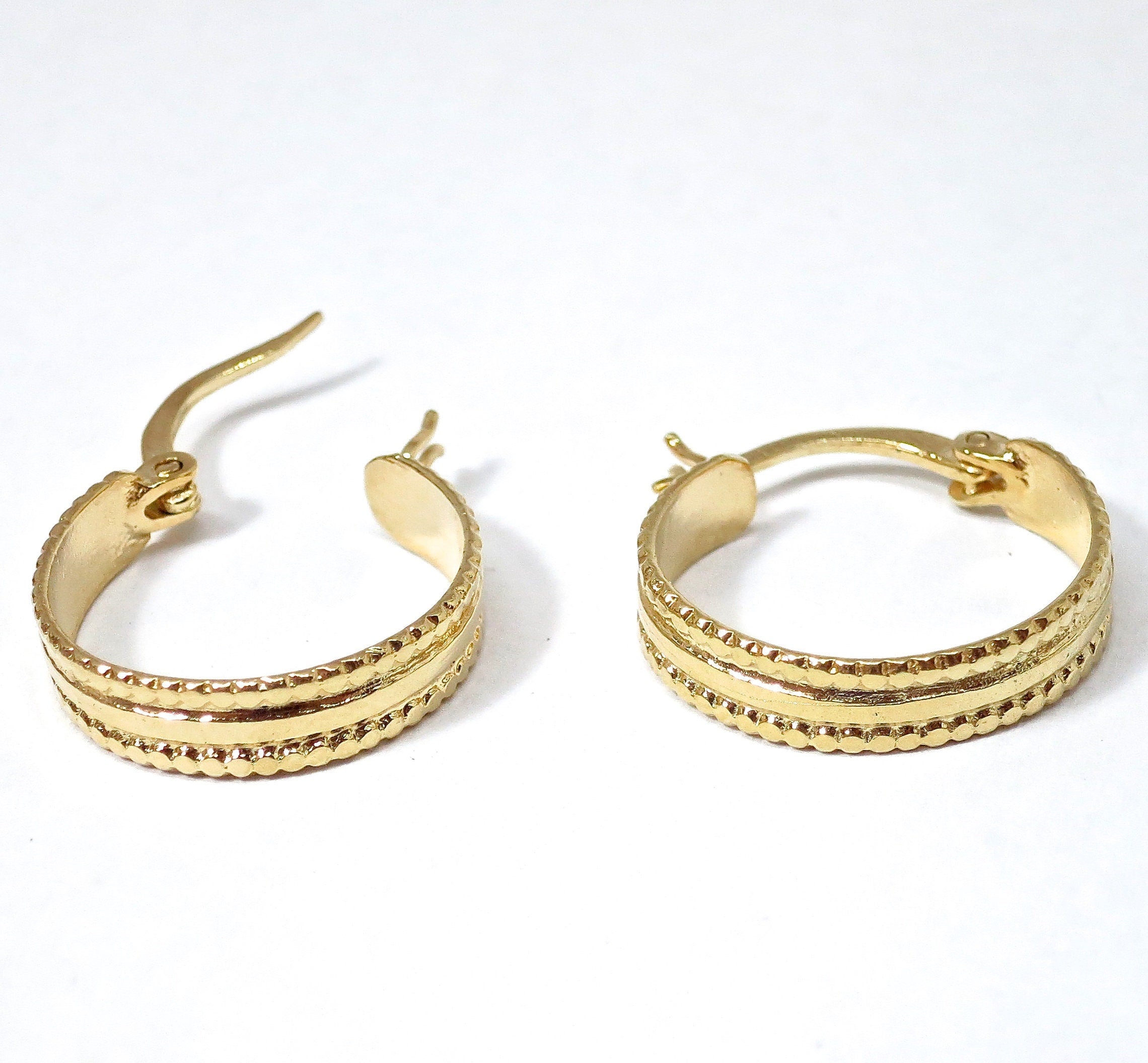 עגילי חישוק מזהב מלא 14 קראט: טבעת רחבה, עבודת יד