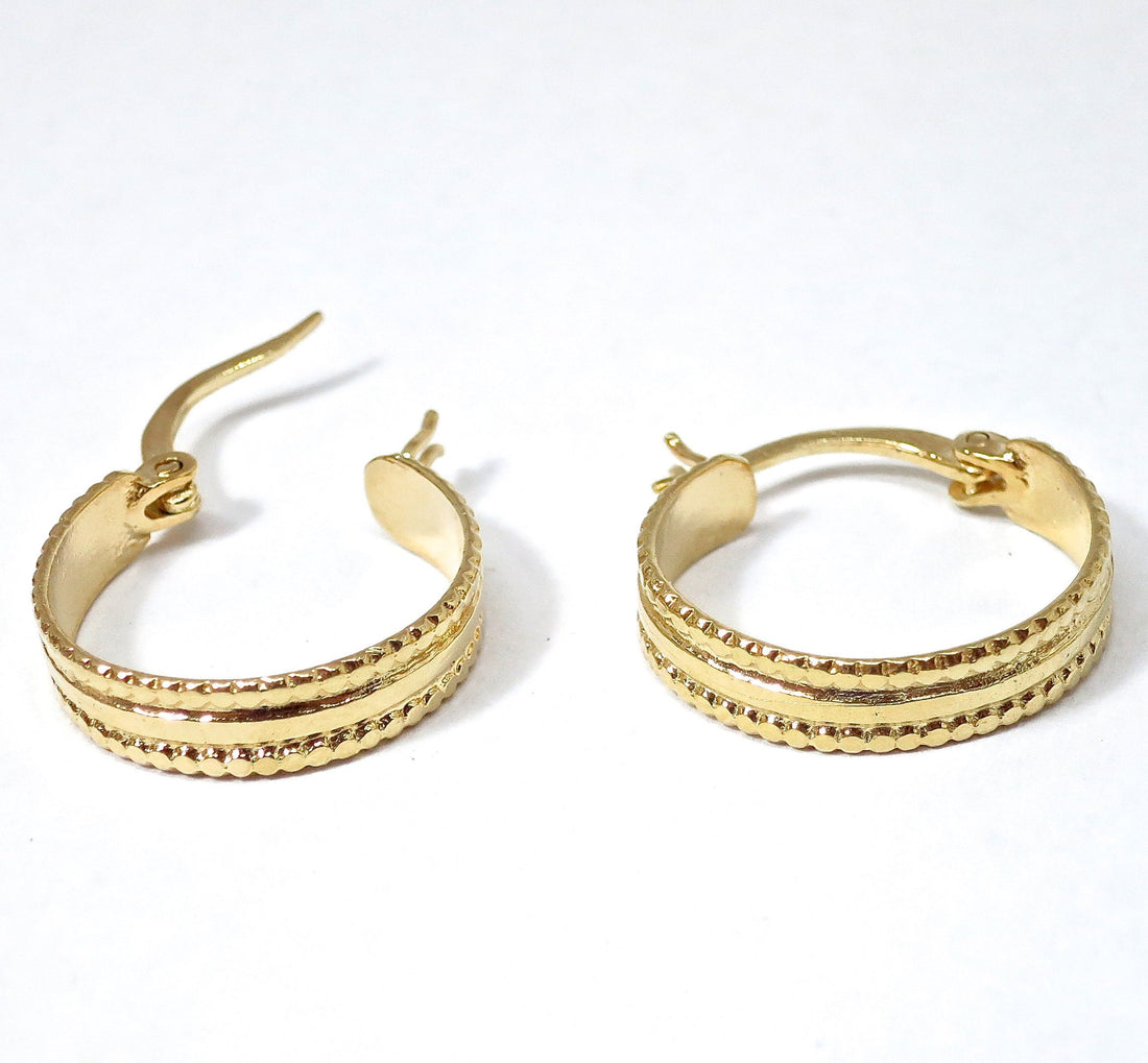 עגילי חישוק מזהב מלא 14 קראט: טבעת רחבה, עבודת יד