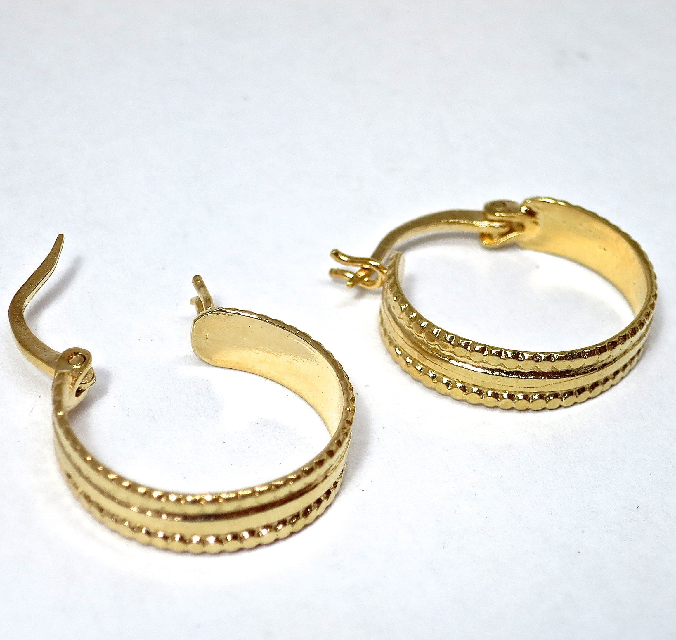 עגילי חישוק מזהב מלא 14 קראט: טבעת רחבה, עבודת יד