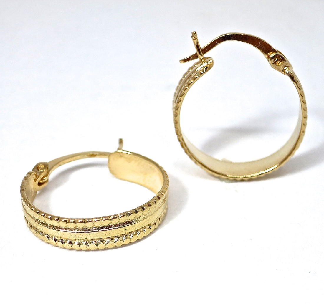 עגילי חישוק מזהב מלא 14 קראט: טבעת רחבה, עבודת יד