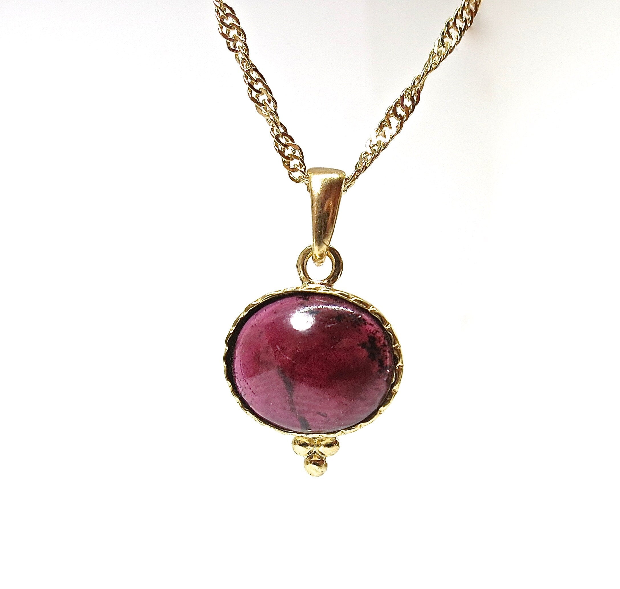 שרשרת תליון זהב גארנט, תכשיטי אבן לידה לנשים