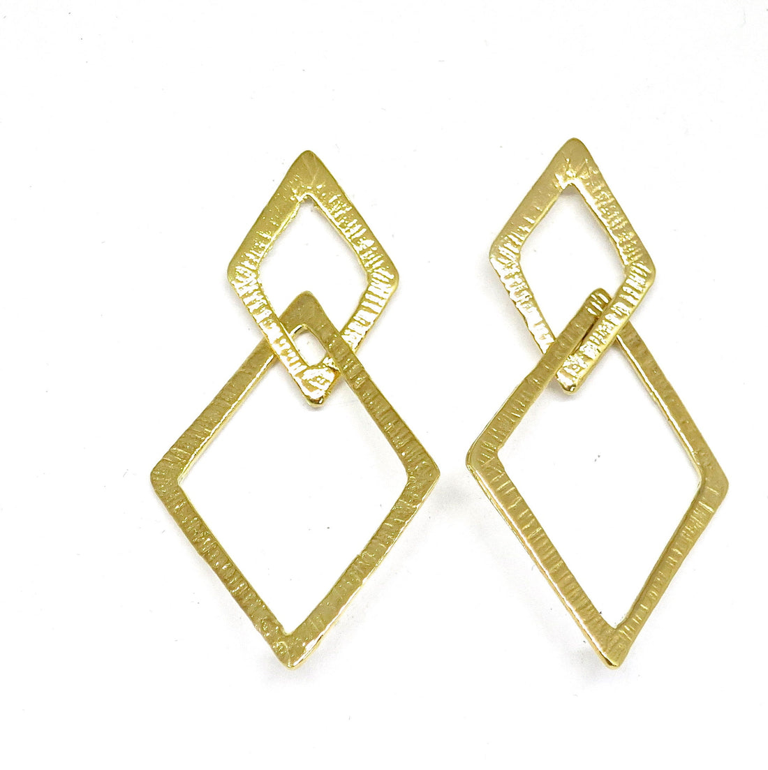 עגיל חישוק מעוין בצורת יהלום, עגילי חישוק מזהב 14 קראט