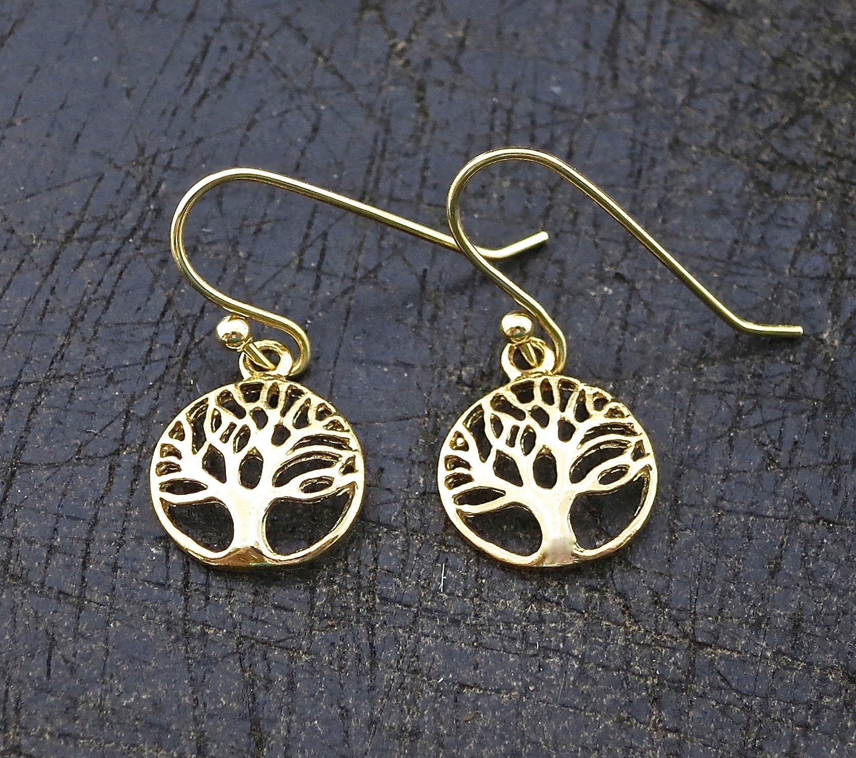 עגילי עץ החיים זהב תלויים, עגילי עץ זהב 14 קראט מלא