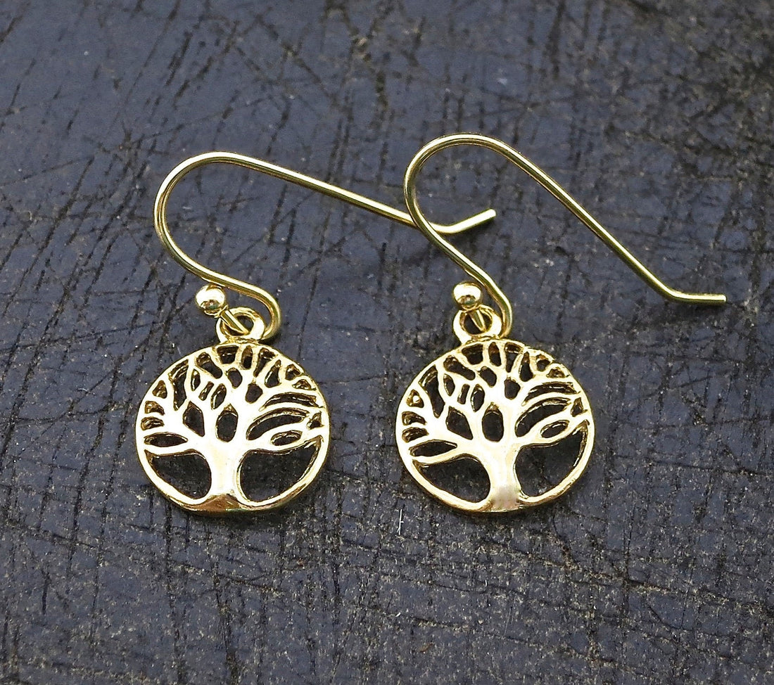 עגילי עץ החיים זהב תלויים, עגילי עץ זהב 14 קראט מלא