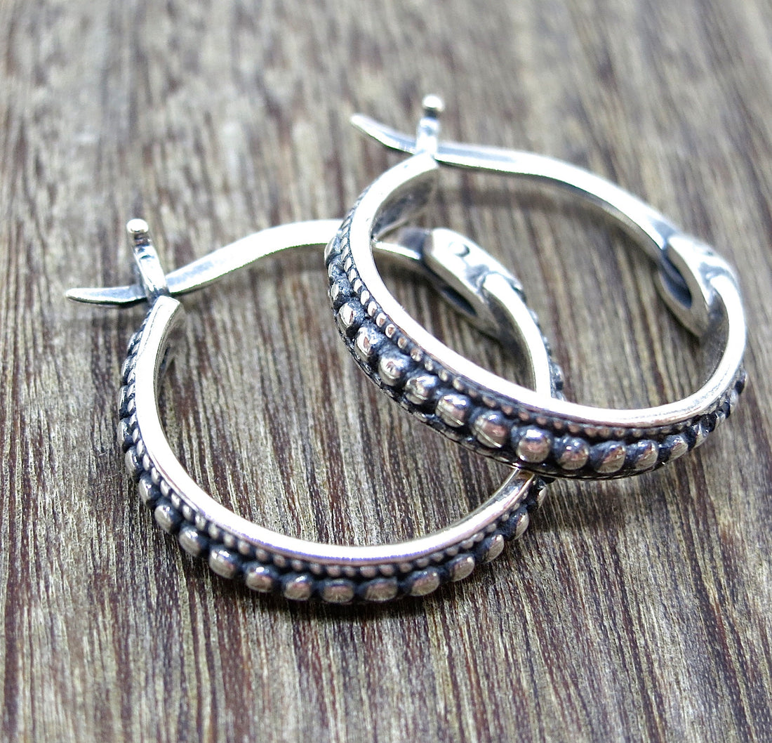 עגילי חישוק בעבודת יד, עגילי חישוק קטנים מכסף סטרלינג 925