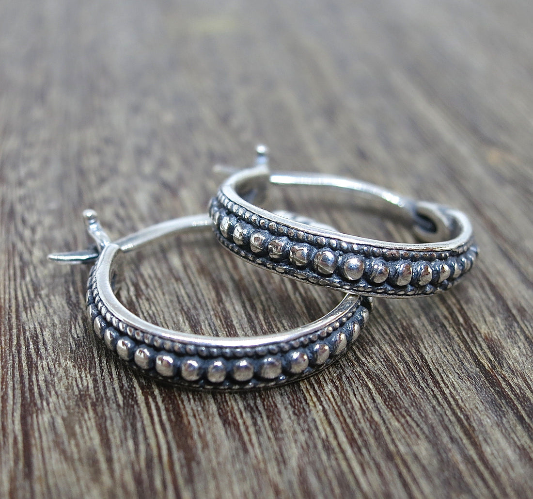 עגילי חישוק בעבודת יד, עגילי חישוק קטנים מכסף סטרלינג 925