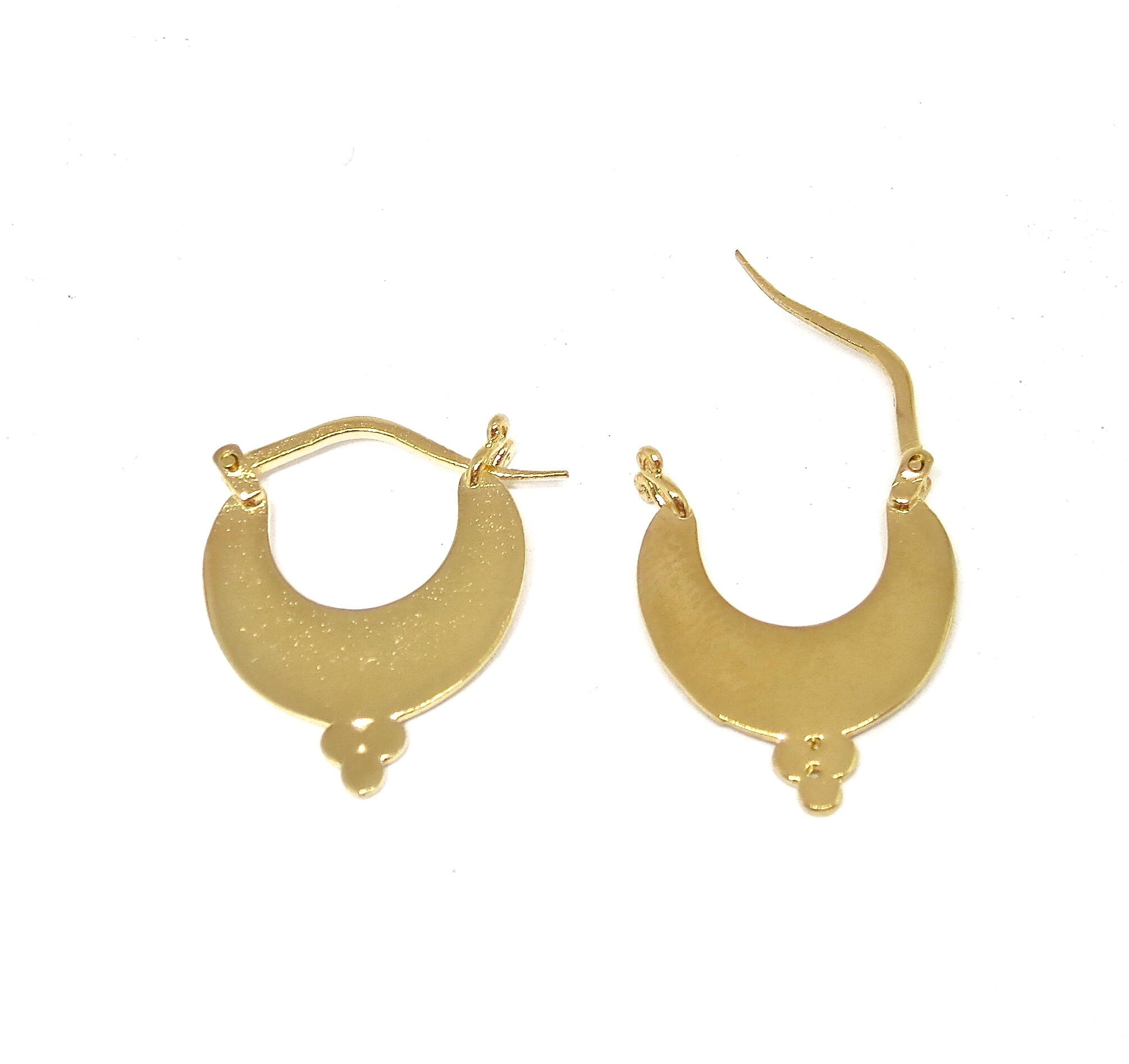 עגילי חישוק זהב מלא 14 קראט בעבודת יד, עגילי חישוק מרשימים