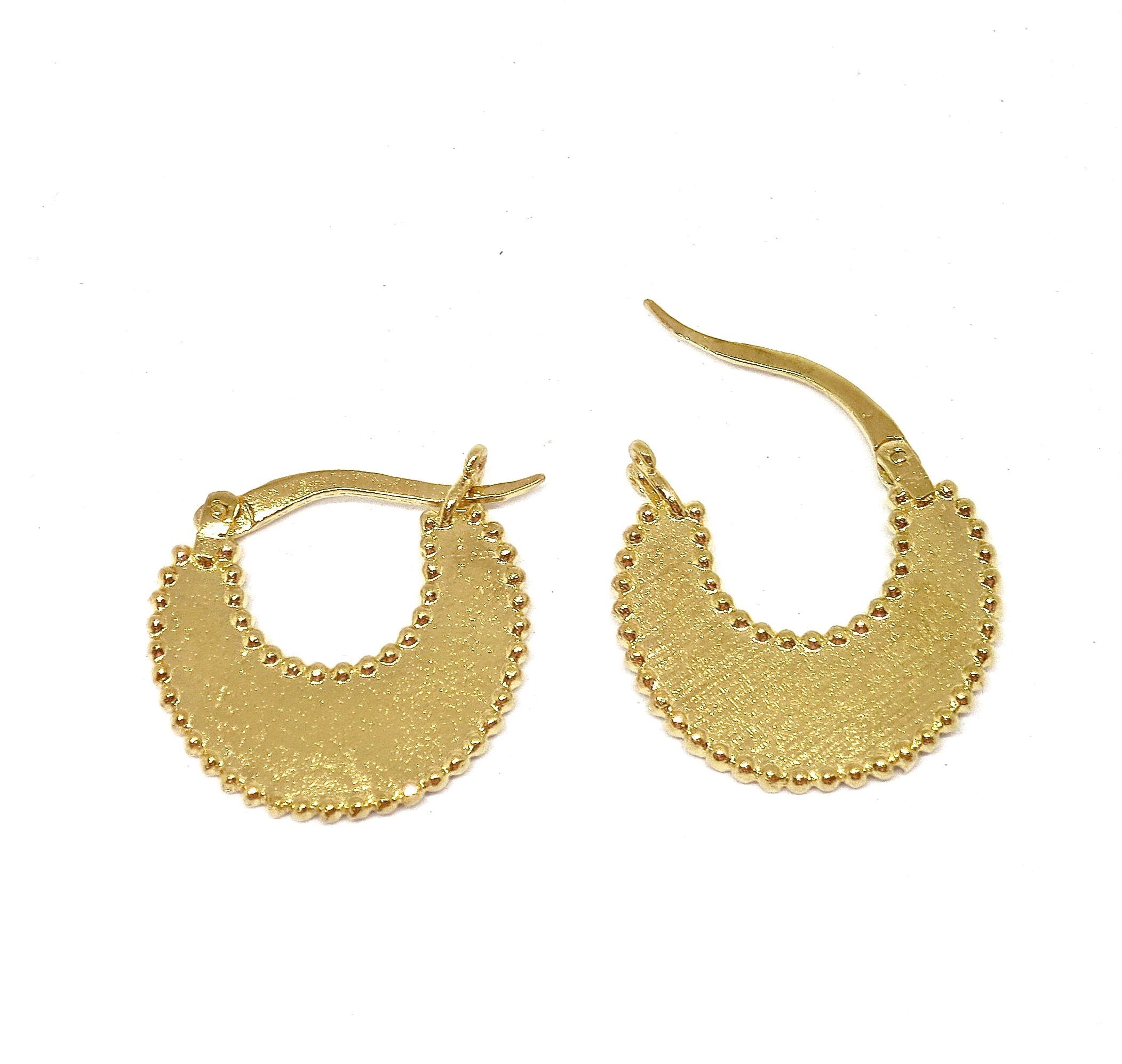 עגילי חישוק זהב סהר: תכשיטי אומן מצופים זהב 14 קראט