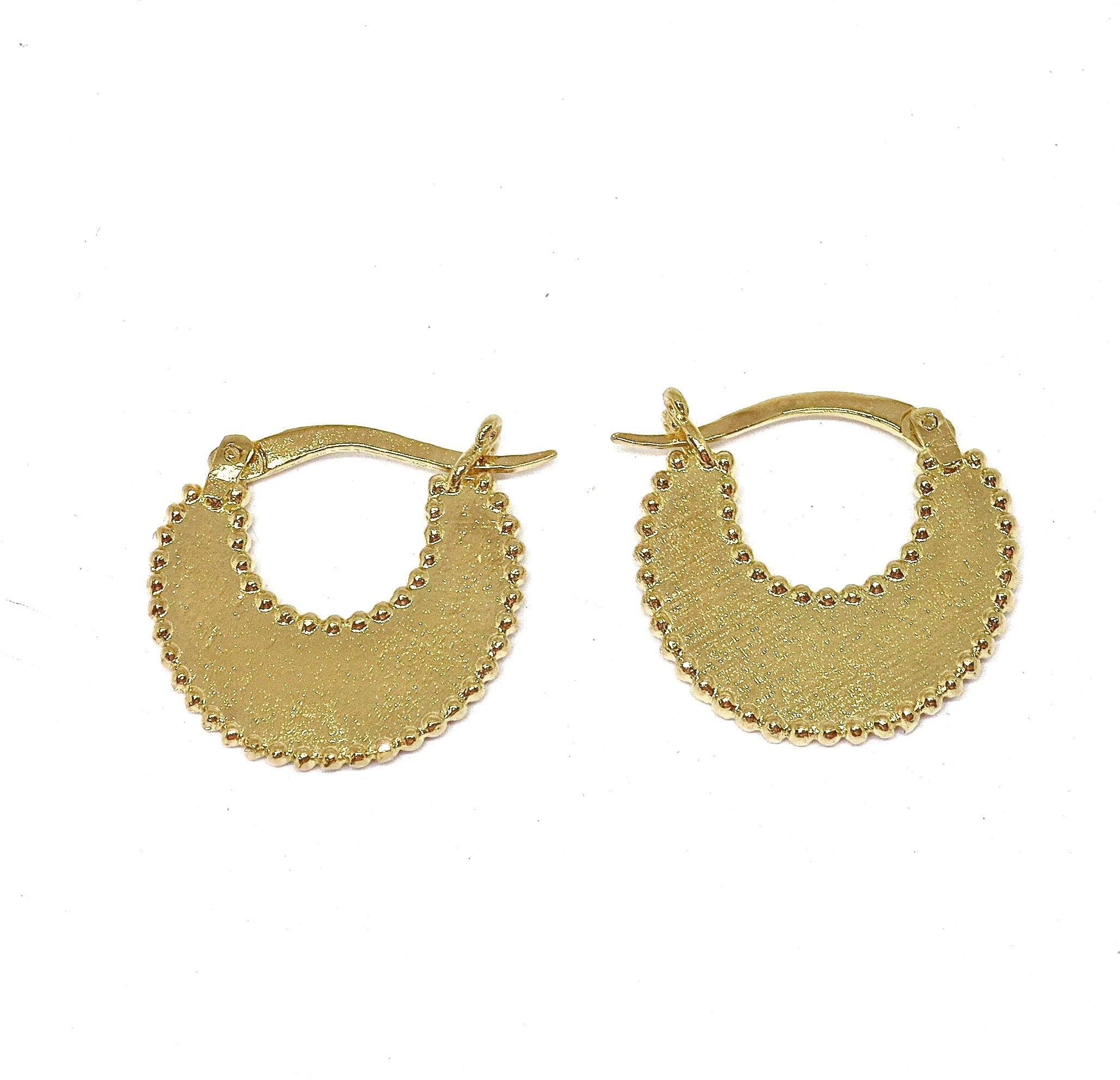 עגילי חישוק זהב סהר: תכשיטי אומן מצופים זהב 14 קראט