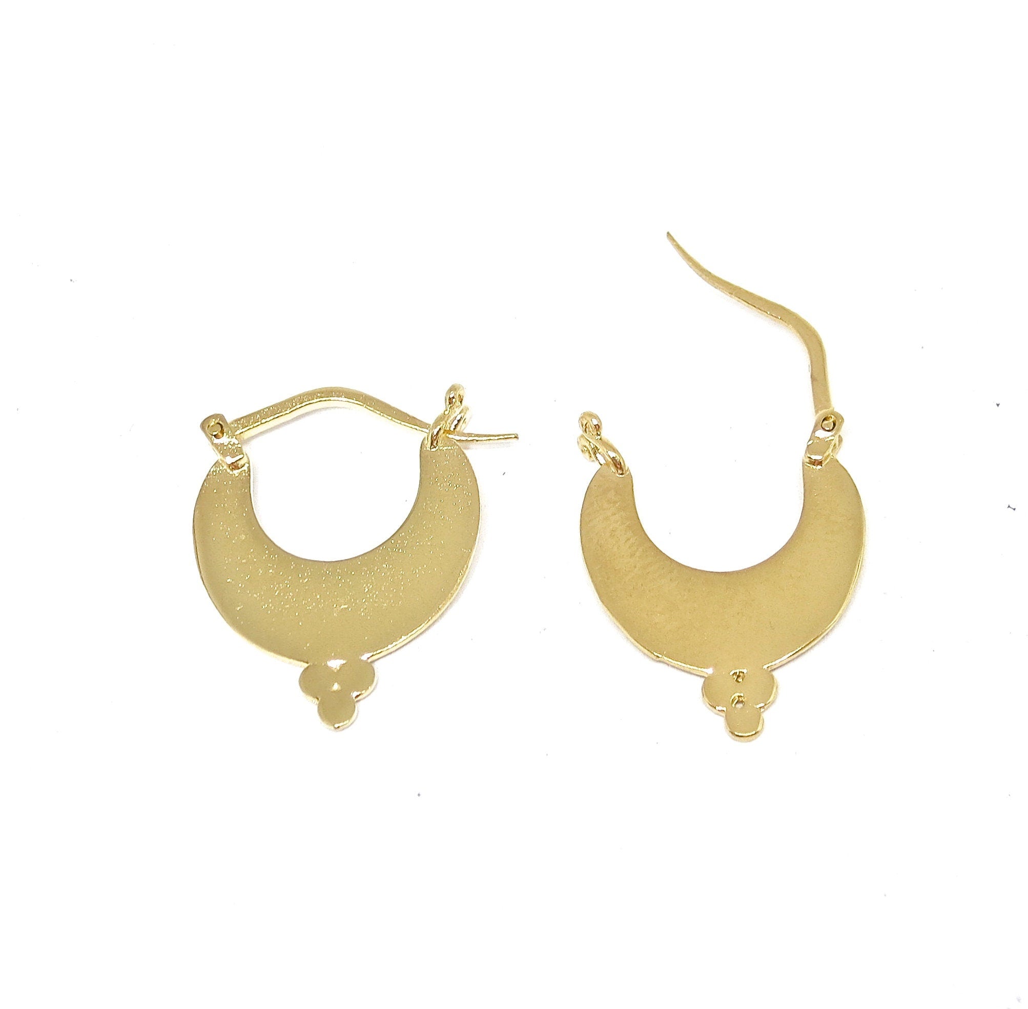 עגילי חישוק זהב מלא 14 קראט בעבודת יד, עגילי חישוק מרשימים