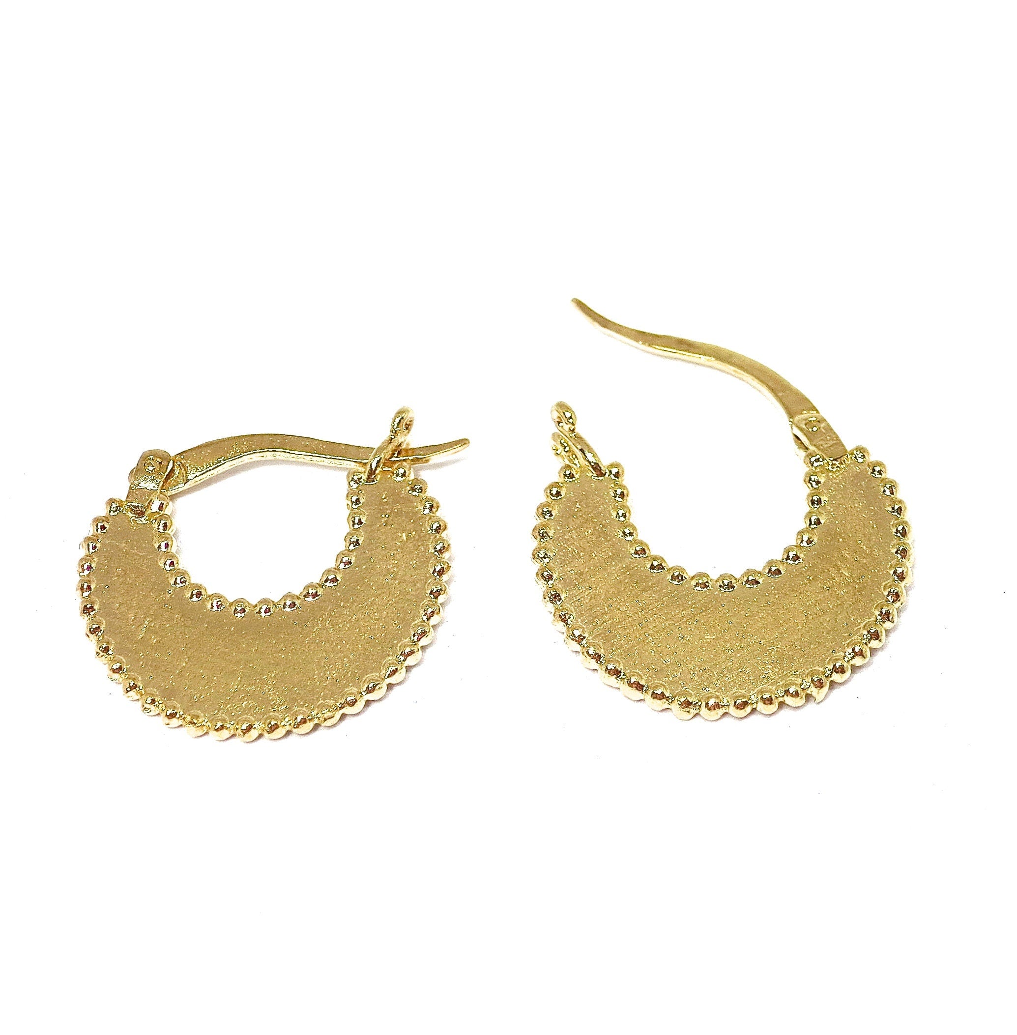 עגילי חישוק זהב סהר: תכשיטי אומן מצופים זהב 14 קראט