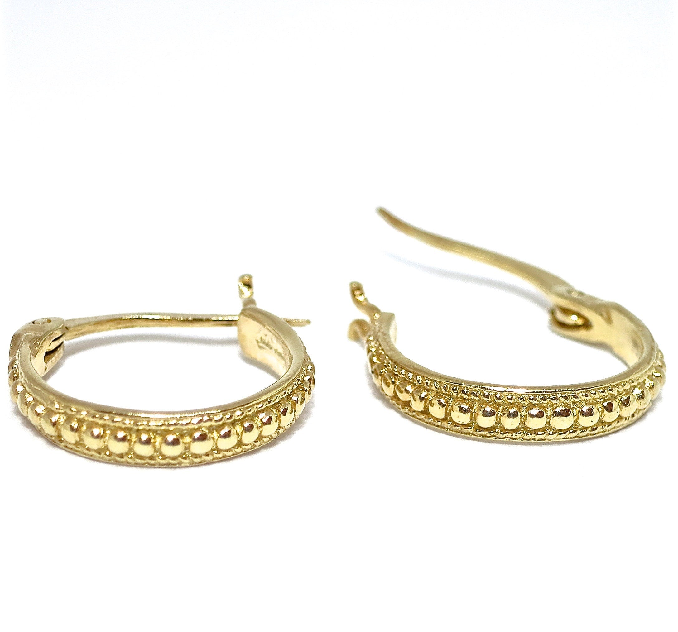 עגילי חישוק קטנים מזהב 14 קראט, עגילי חישוק בסגנון וינטג'