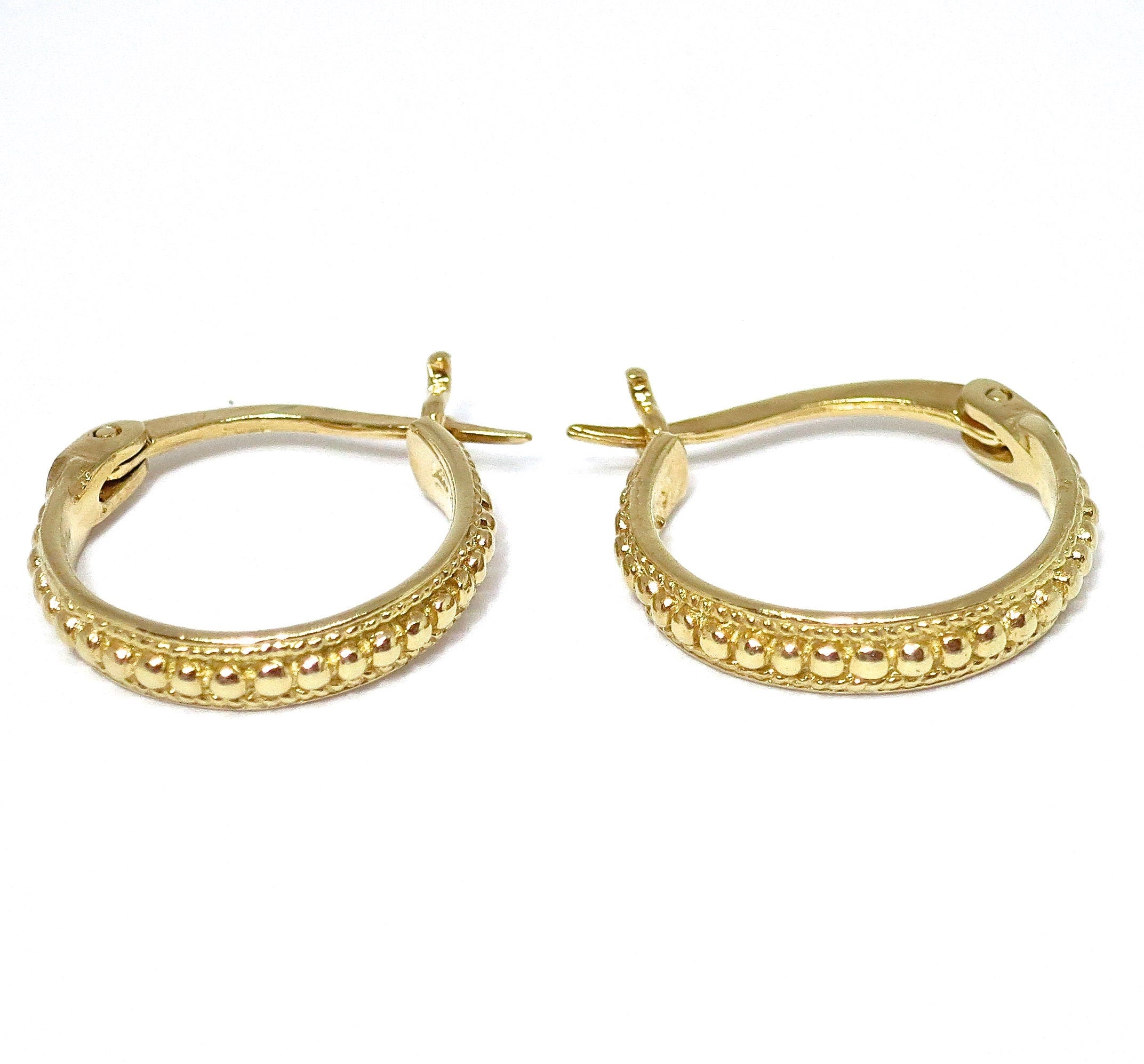 עגילי חישוק קטנים מזהב 14 קראט, עגילי חישוק בסגנון וינטג'