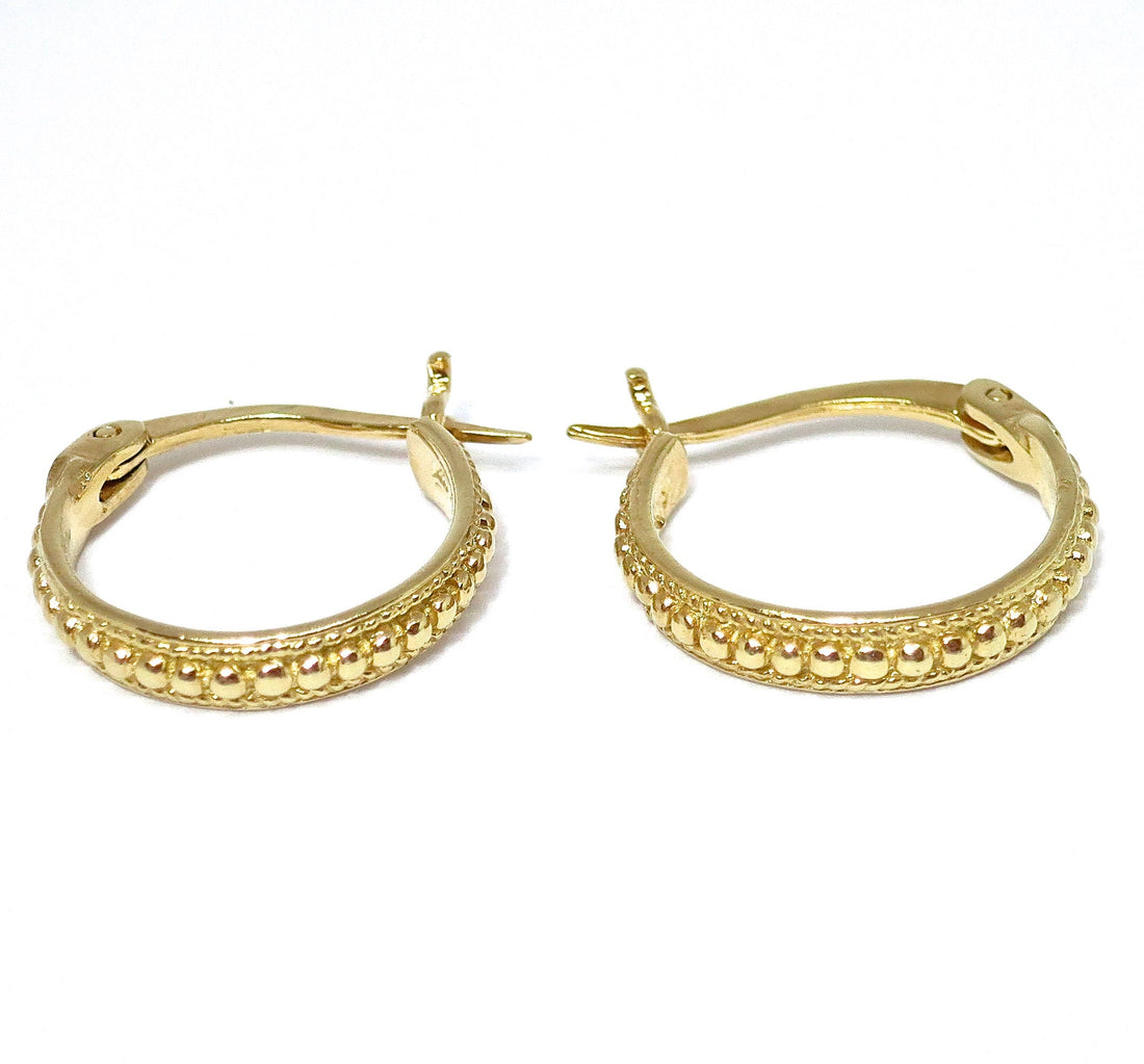 עגילי חישוק קטנים מזהב 14 קראט, עגילי חישוק בסגנון וינטג'