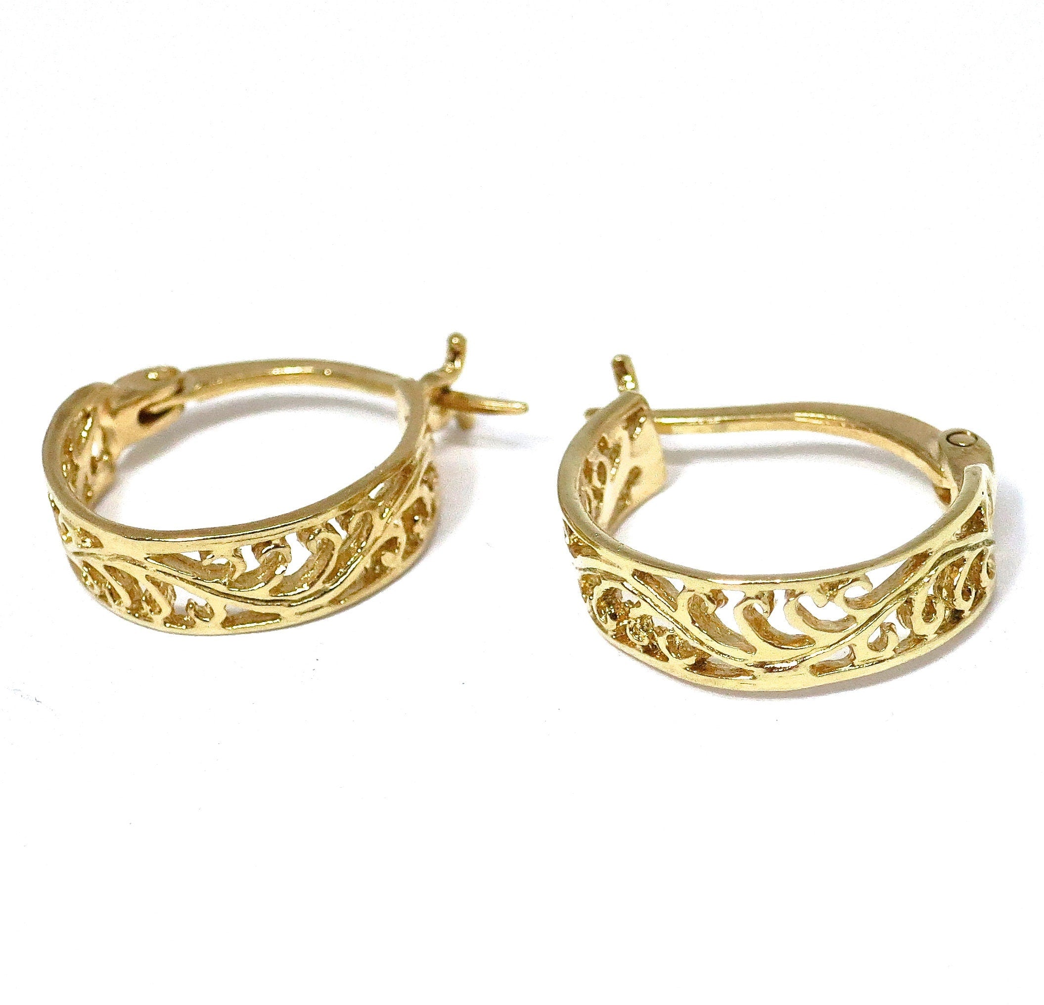 עגילי חישוק זהב פיליגרן: האגיס בוהו בעבודת יד