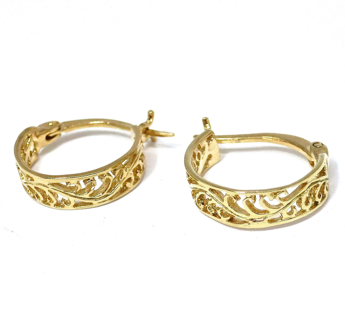 עגילי חישוק זהב פיליגרן: האגיס בוהו בעבודת יד