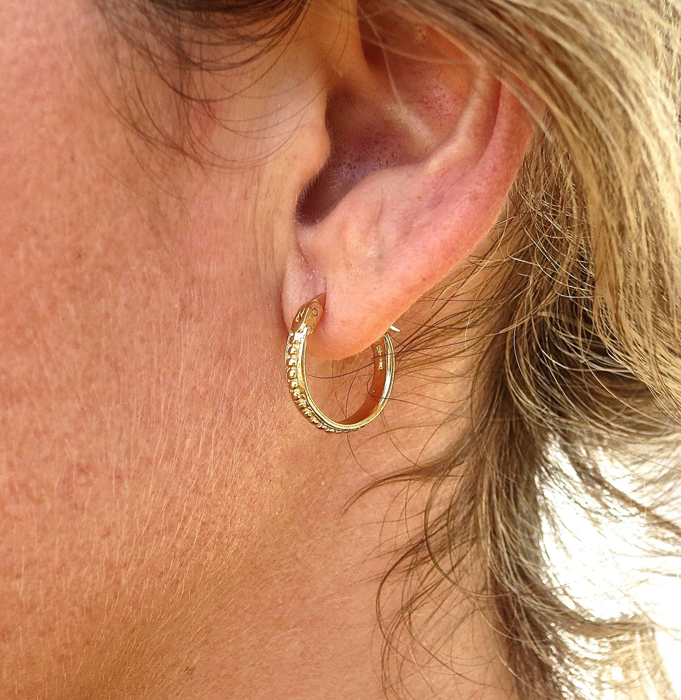 עגילי חישוק קטנים מזהב 14 קראט, עגילי חישוק בסגנון וינטג'