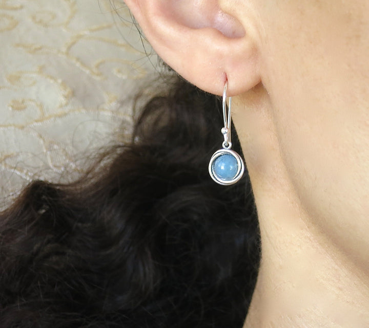 עגילי אקוומרין, עגילי כסף 925 תלויים אקוומרין