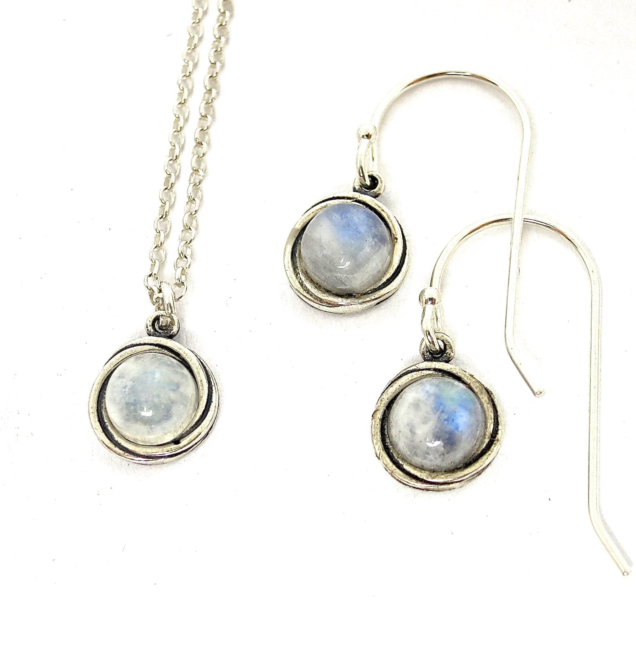 סט עגילי כסף סטרלינג 925 תלויים ותליון שרשרת