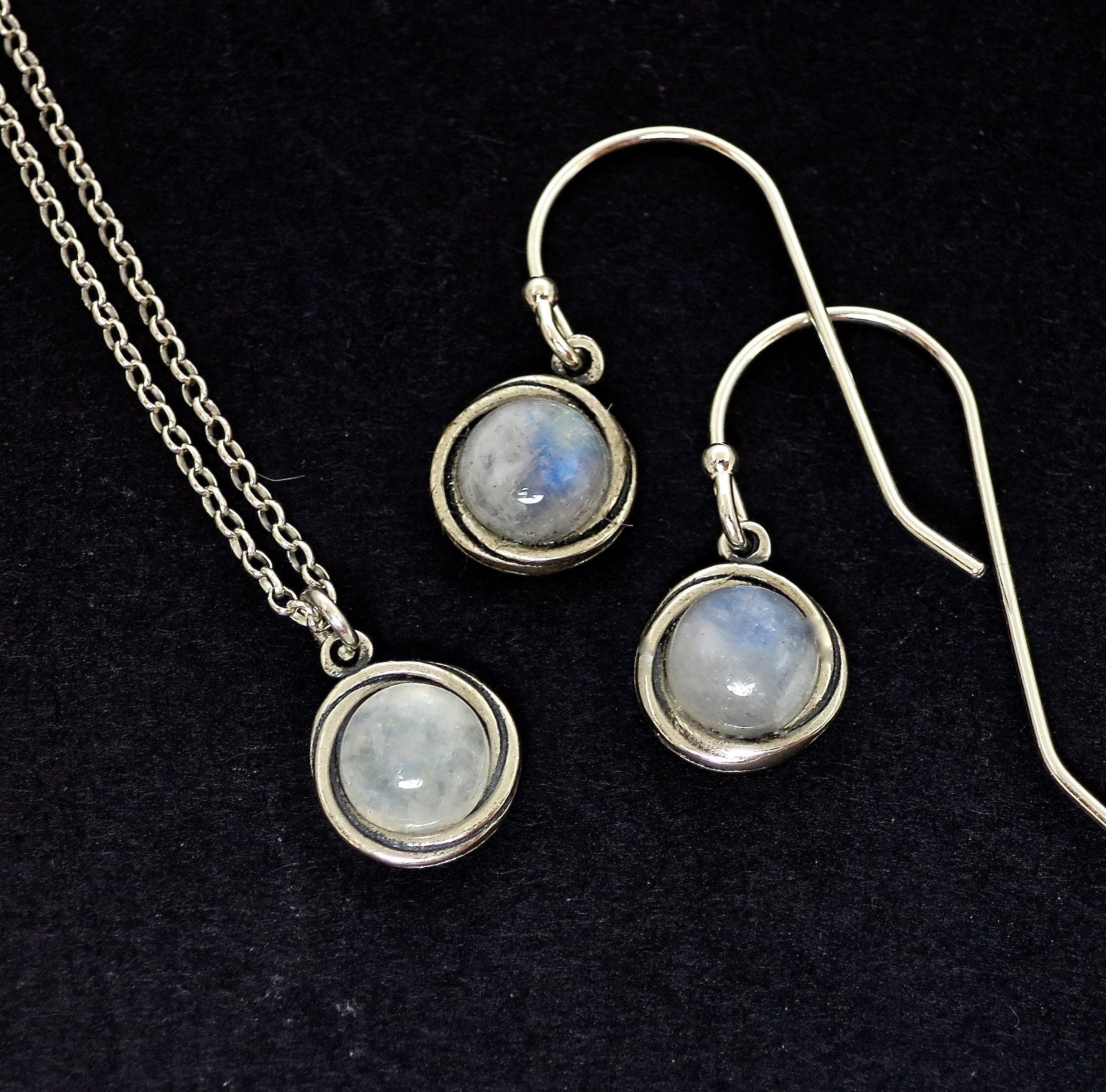 סט עגילי כסף סטרלינג 925 תלויים ותליון שרשרת