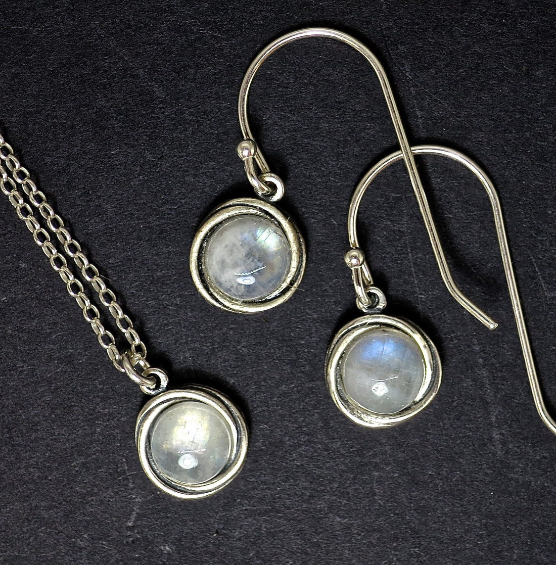 סט עגילי כסף סטרלינג 925 תלויים ותליון שרשרת