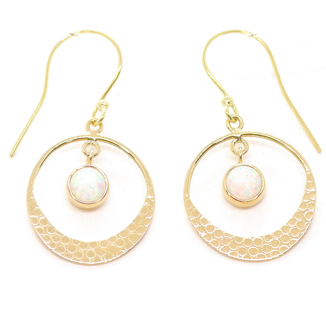 עגילי חישוק פתוחים עם אופל תלוי מזהב 14 קראט חישוקי אופל מודרניים ואלגנטיים מתנה לה