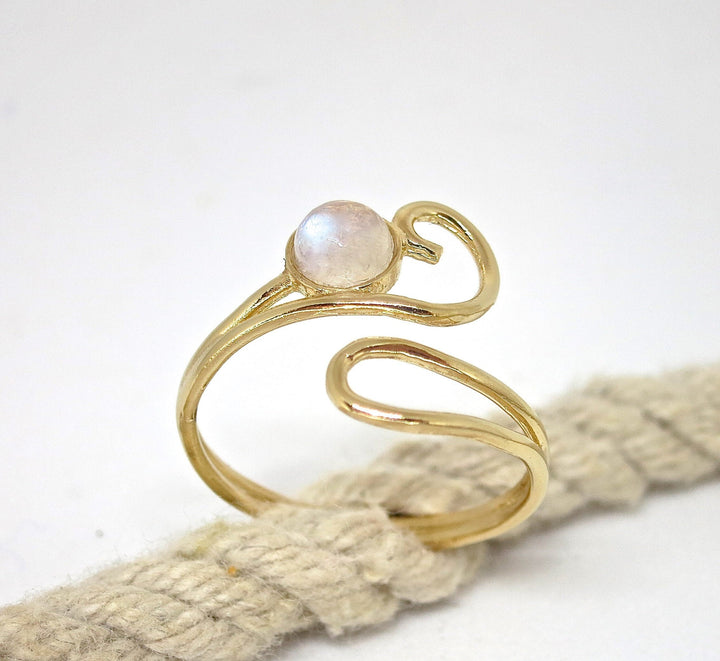 טבעת זהב מונסטון לנשים, טבעת מתכווננת פתוחה