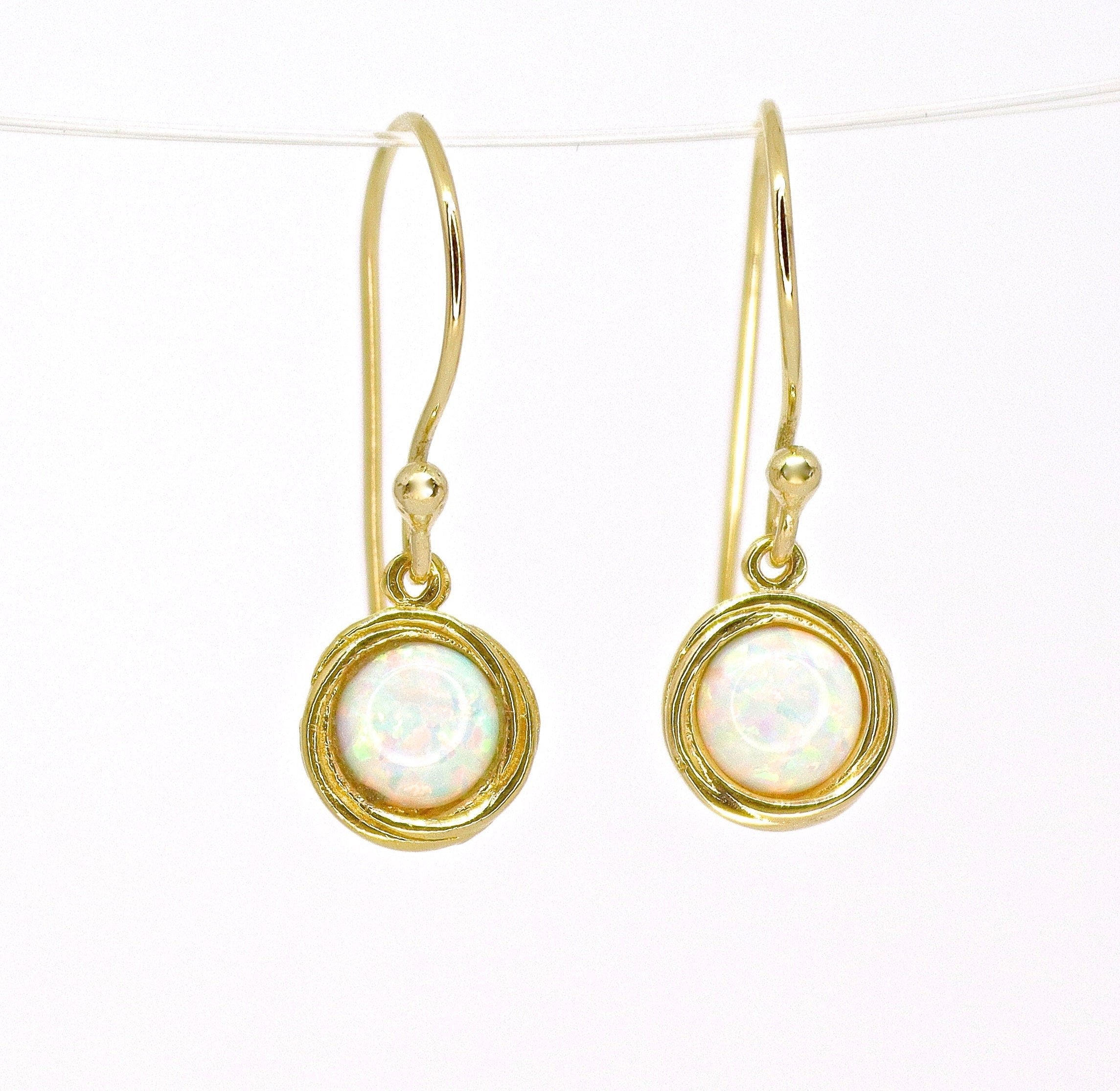 עגילי אופל מזהב 14 קראט, עגילי זהב אמיתיים 14 קראט