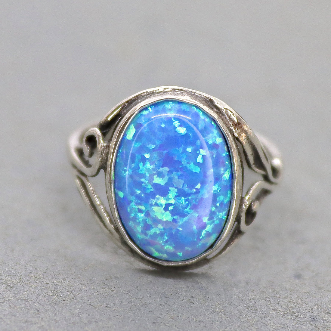 טבעת אופל מכסף סטרלינג 925, טבעת סוליטר ויקטוריאנית